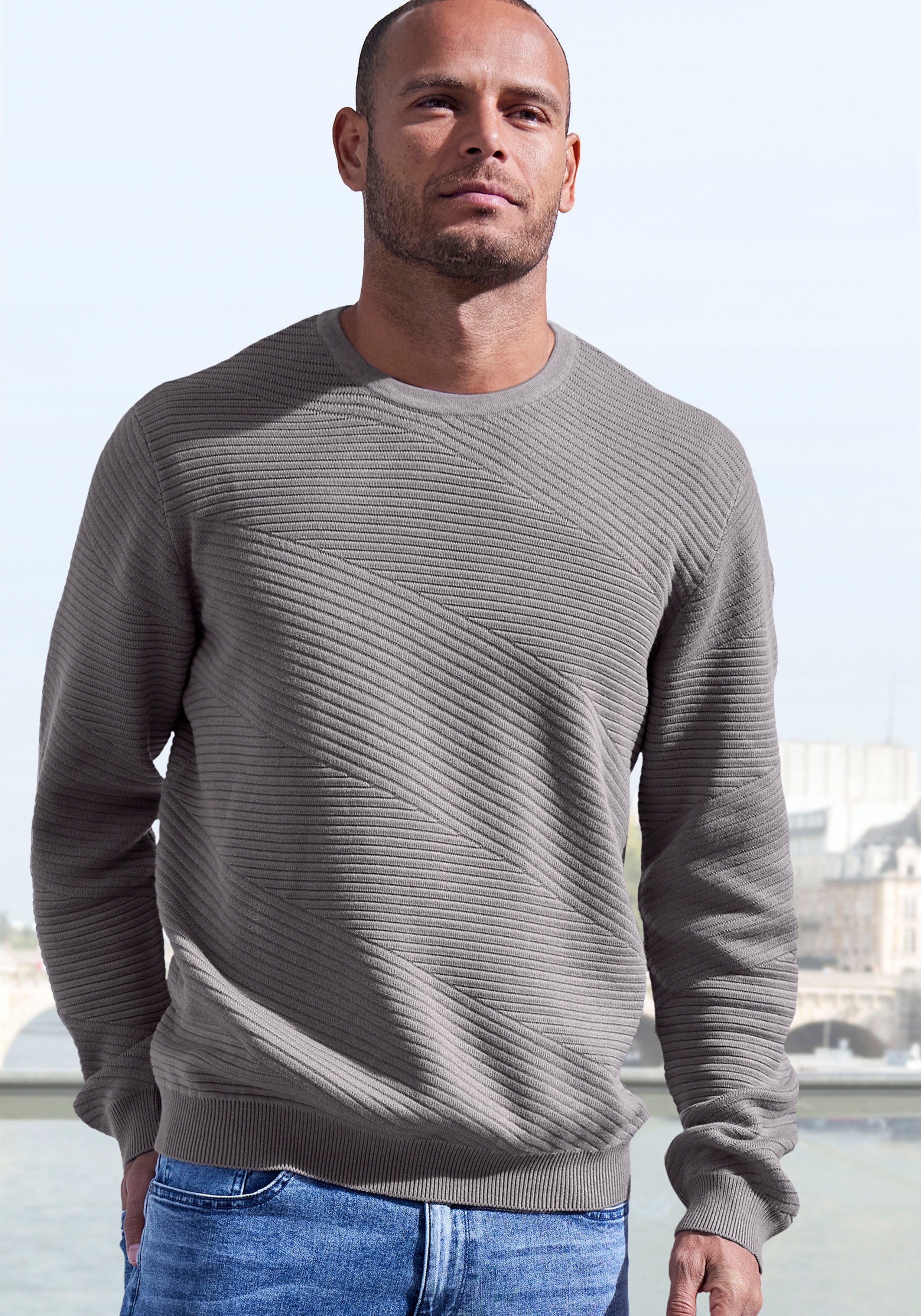John Devin Strickpullover Pullover aus weichem Strukturstrick