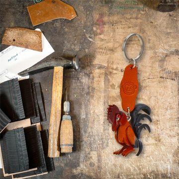 Monkimau Schlüsselanhänger Hahn Schlüsselanhänger Leder Tier Figur (Packung)