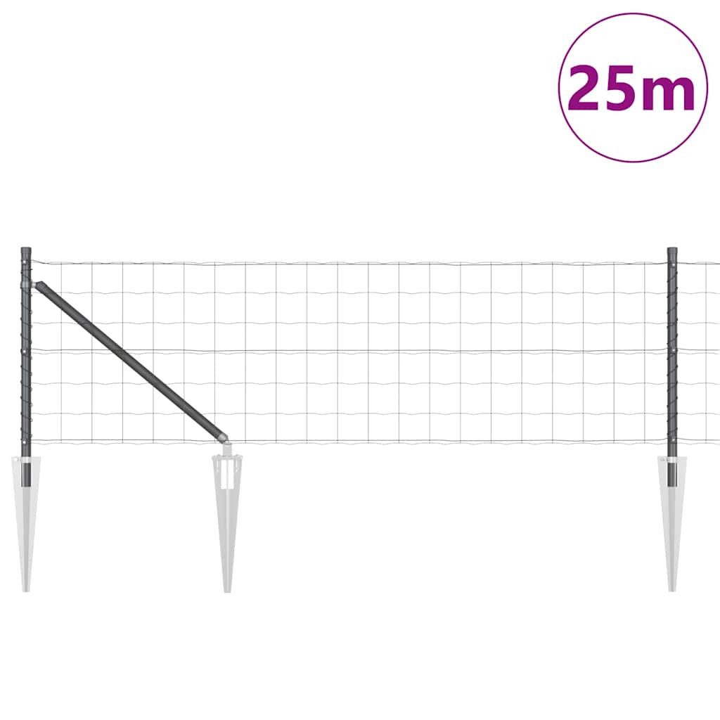 furnicato Zaun Outdoor-Zaunpaneel Set 2500 x 3,2 x 80 cm Grau Stahl, (1-St), Wetterfester Maschendrahtzaun mit Pfosten und stabilen Spannern