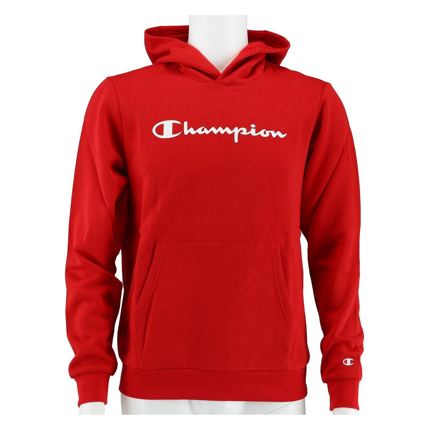 Champion Kapuzenpullover Hoodie Big Logo Print (gefüttert) tomatorot/weiss Kinder