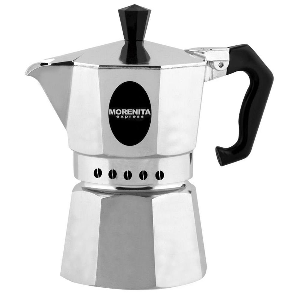 BIALETTI Espressokocher Moka Morenita 2 Tassen, Aluminium, poliert,  ergonomischer Griff, patentiertes Sicherheitsventil, Geeignet für alle  Herdarten (außer Induktion), silber, Outdoor / Camping Kaffeemaschine