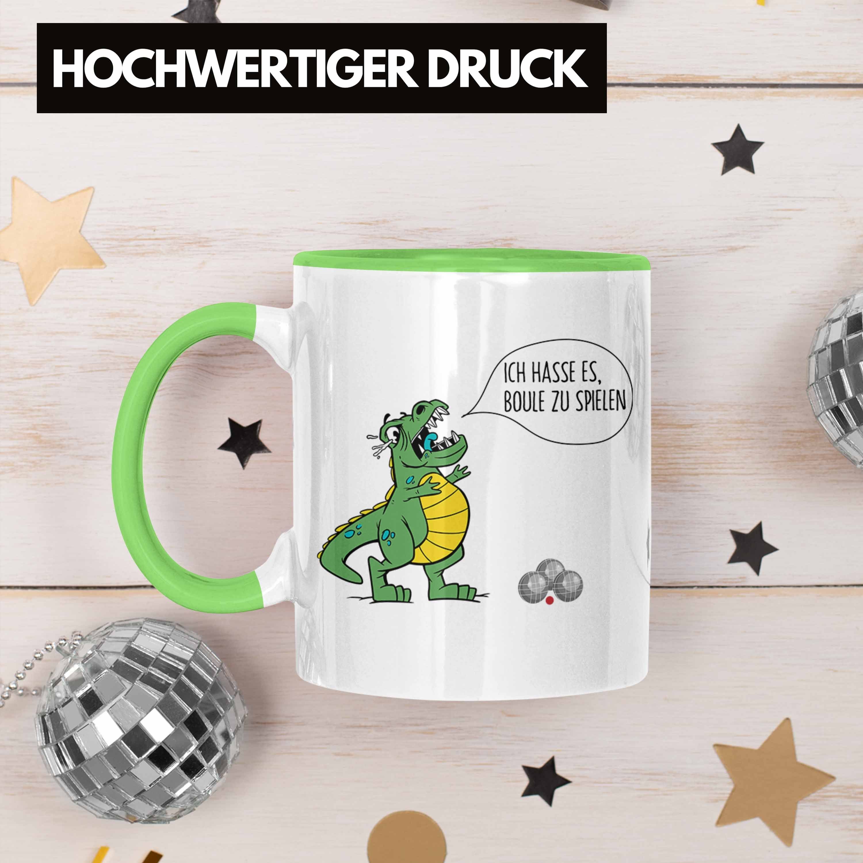 Tasse Geschenk Spruch Dino Boule Geschenkidee Trendation Ich Tasse T-Rex Grün Boule-Spieler