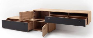 MCA furniture Lowboard TV-Board Valencia 2, Balkeneiche Bianco / Glas anthrazit