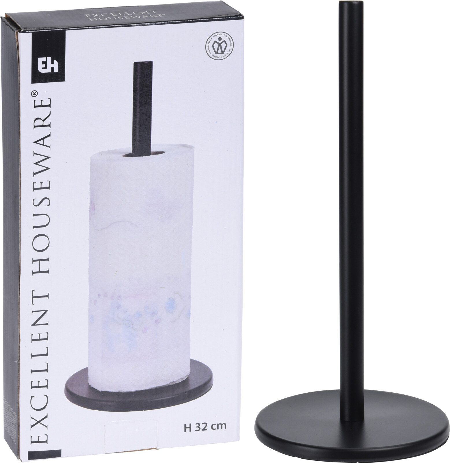 Koopman Küchenrollenhalter Schwarz 32 cm Rund 2 er Set, (Set, 2-St., Packung), Rollenhalter, Edelstahl, Papierhalter, 2er Set – Bild 5 von 5