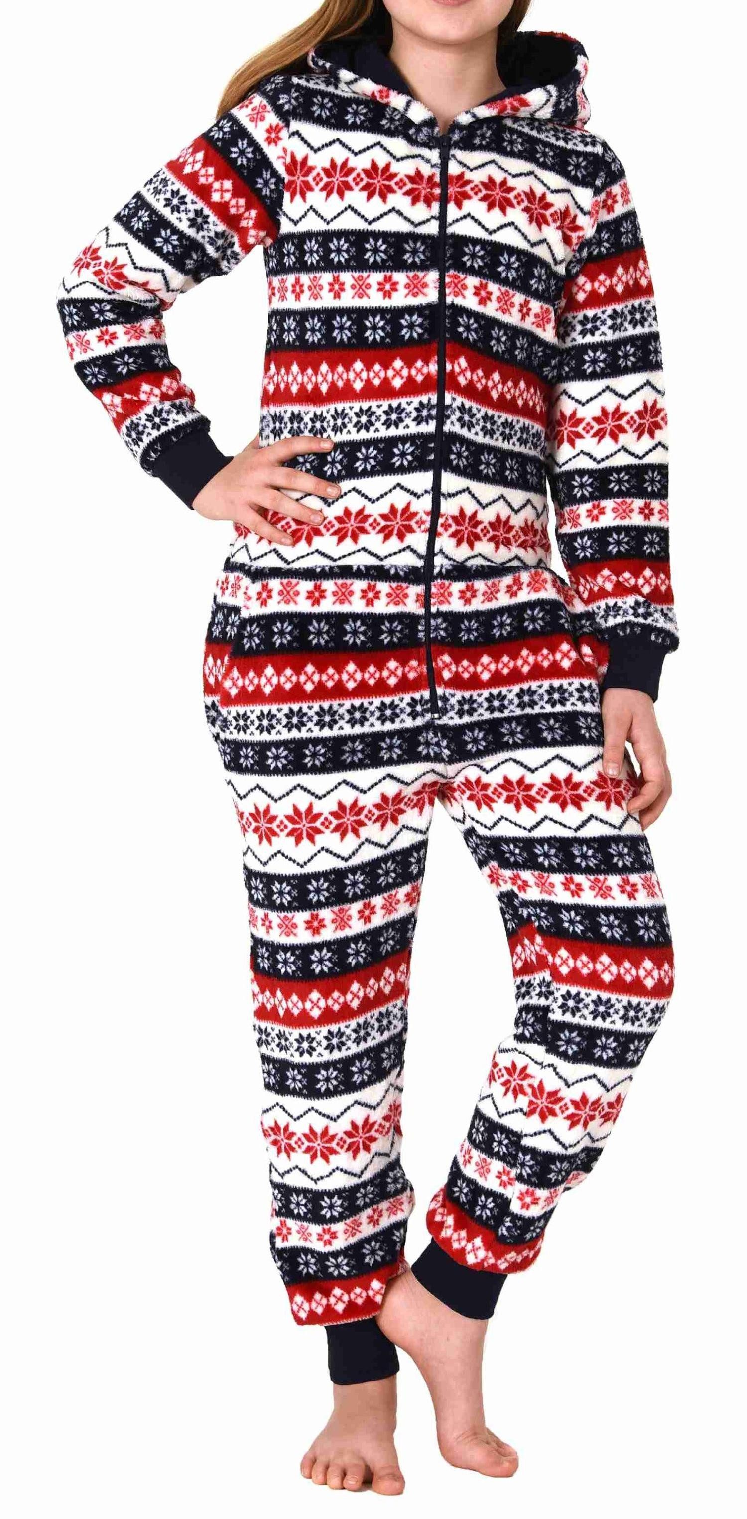 Normann Pyjama Mädchen Jumpsuit Overall Schlafanzug in Norweger Optik