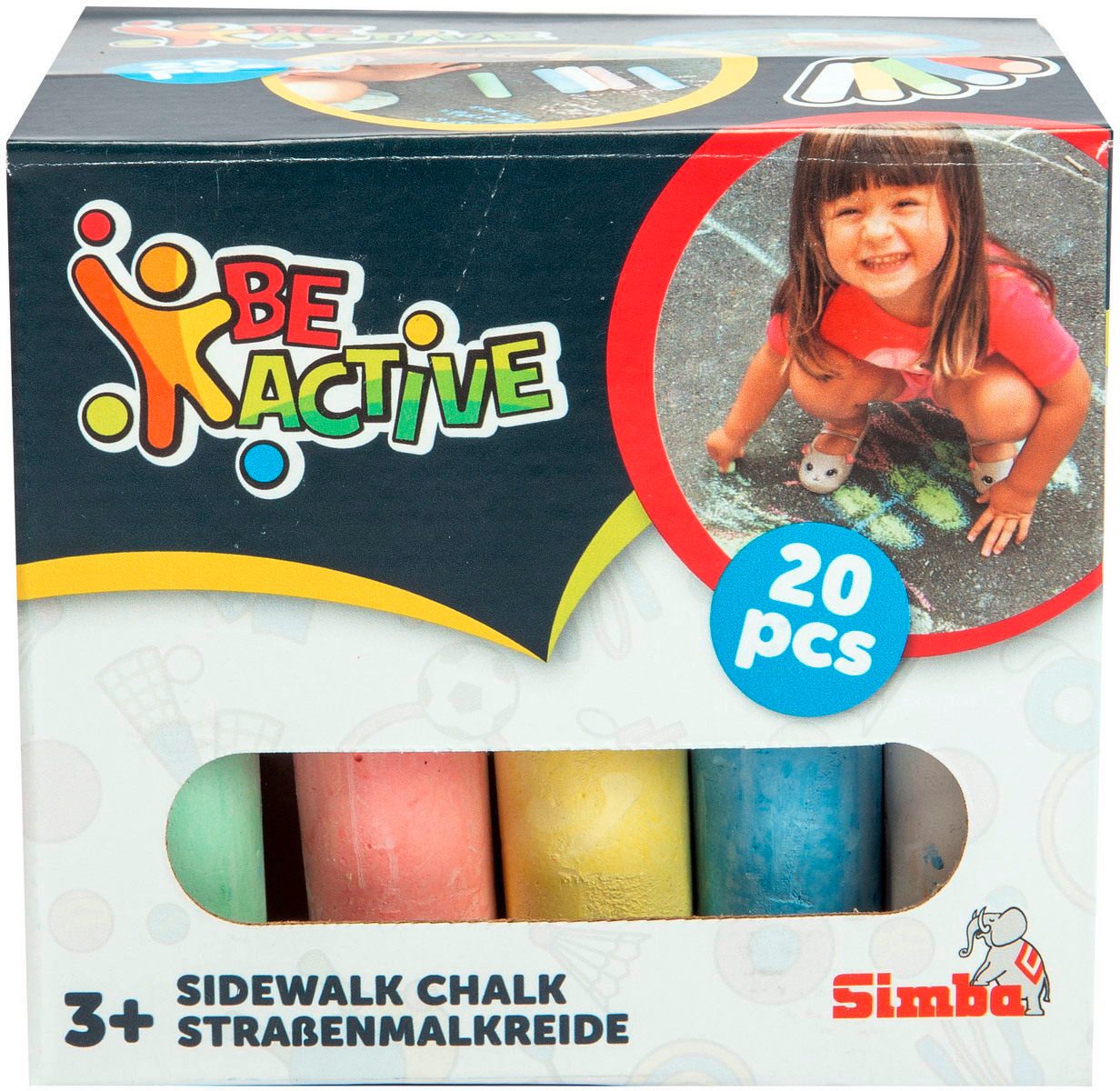 SIMBA Malkreide Outdoor Straßenmalkreide Be Active 20 Stück in 5 Farben 106336210