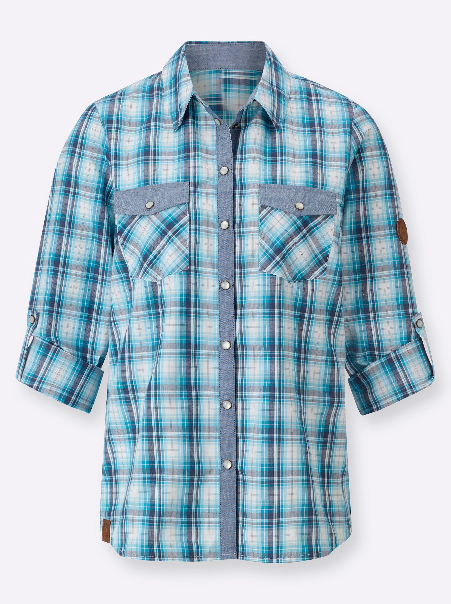 Klassische Bluse Karo-Bluse Langarm
