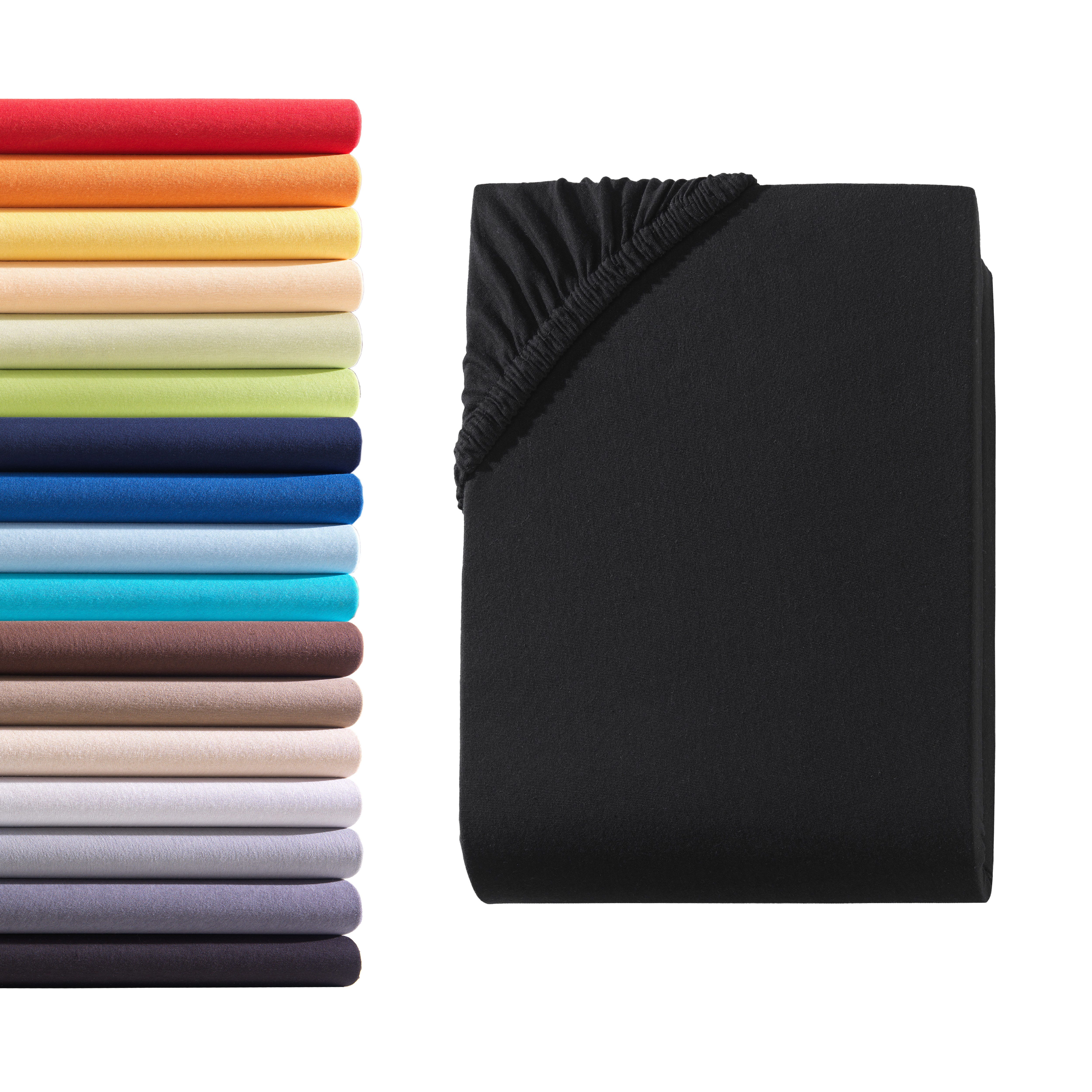 Hometex Premium Textiles Spannbettlaken Jersey Spannbettlaken 100% Baumwolle, Jersey, Gummizug: Rundumgummizug, Premium-Jersey Matratzenhöhe bis 23 cm