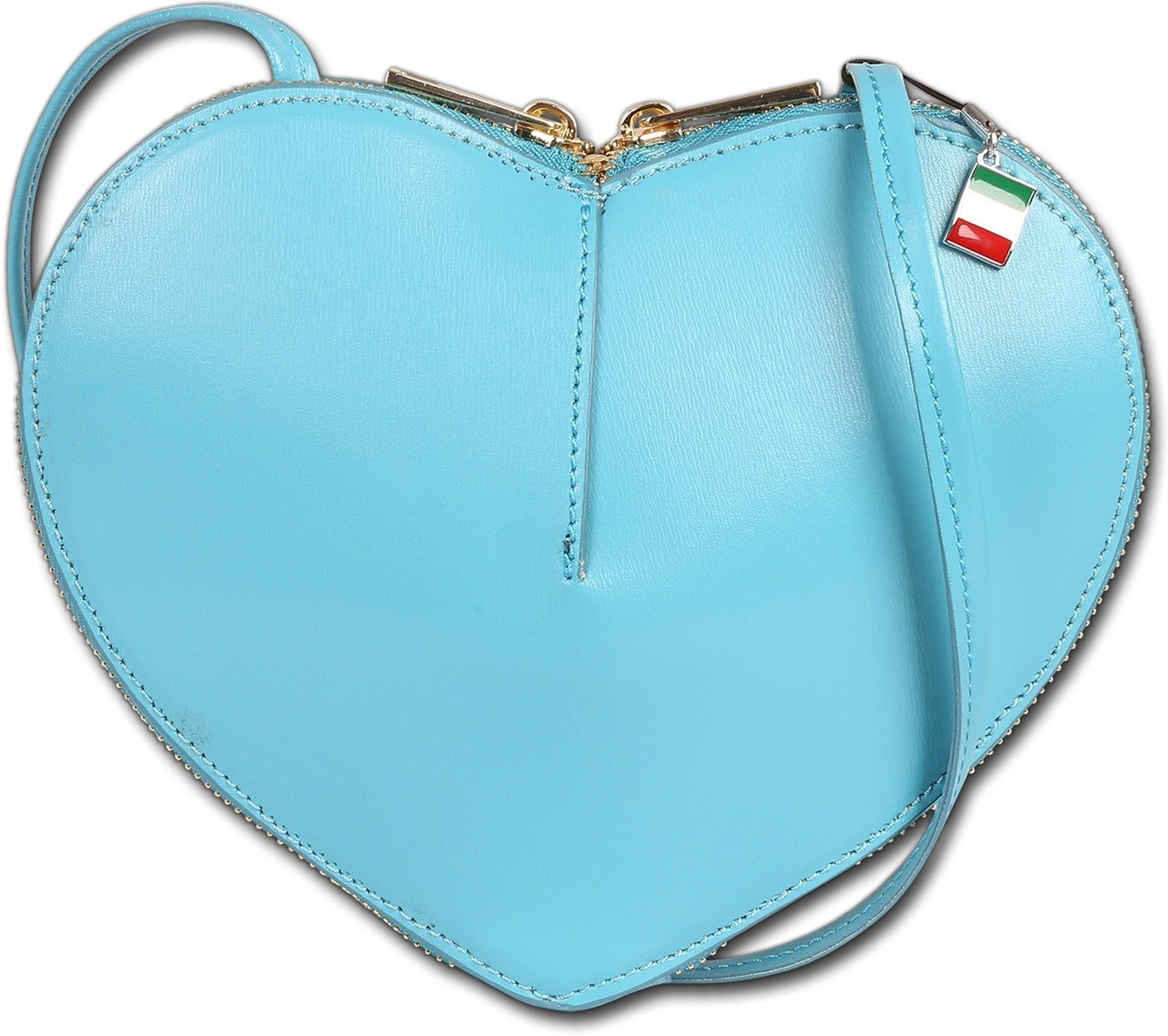 FLORENCE Umhängetasche Florence Damen Umhängetasche Leder Herz (Umhängetasche, Umhängetasche), Damen Tasche Echtes Leder türkis, Herz, Made-In Italy