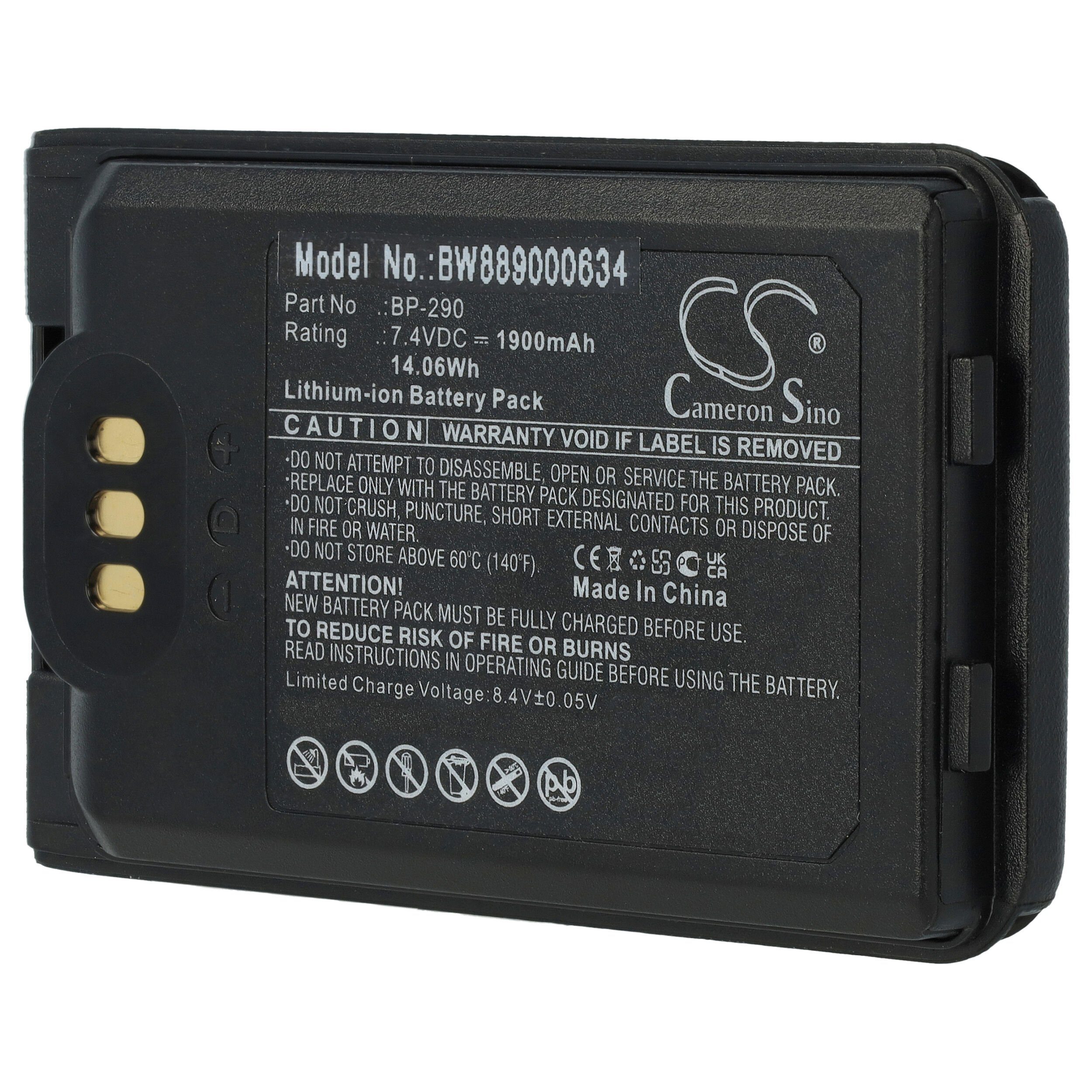 kompatibel 1900 Icom (7,4 IC-F52D, IC-M85 mAh Li-Ion mit Akku vhbw IC-F62D, V)