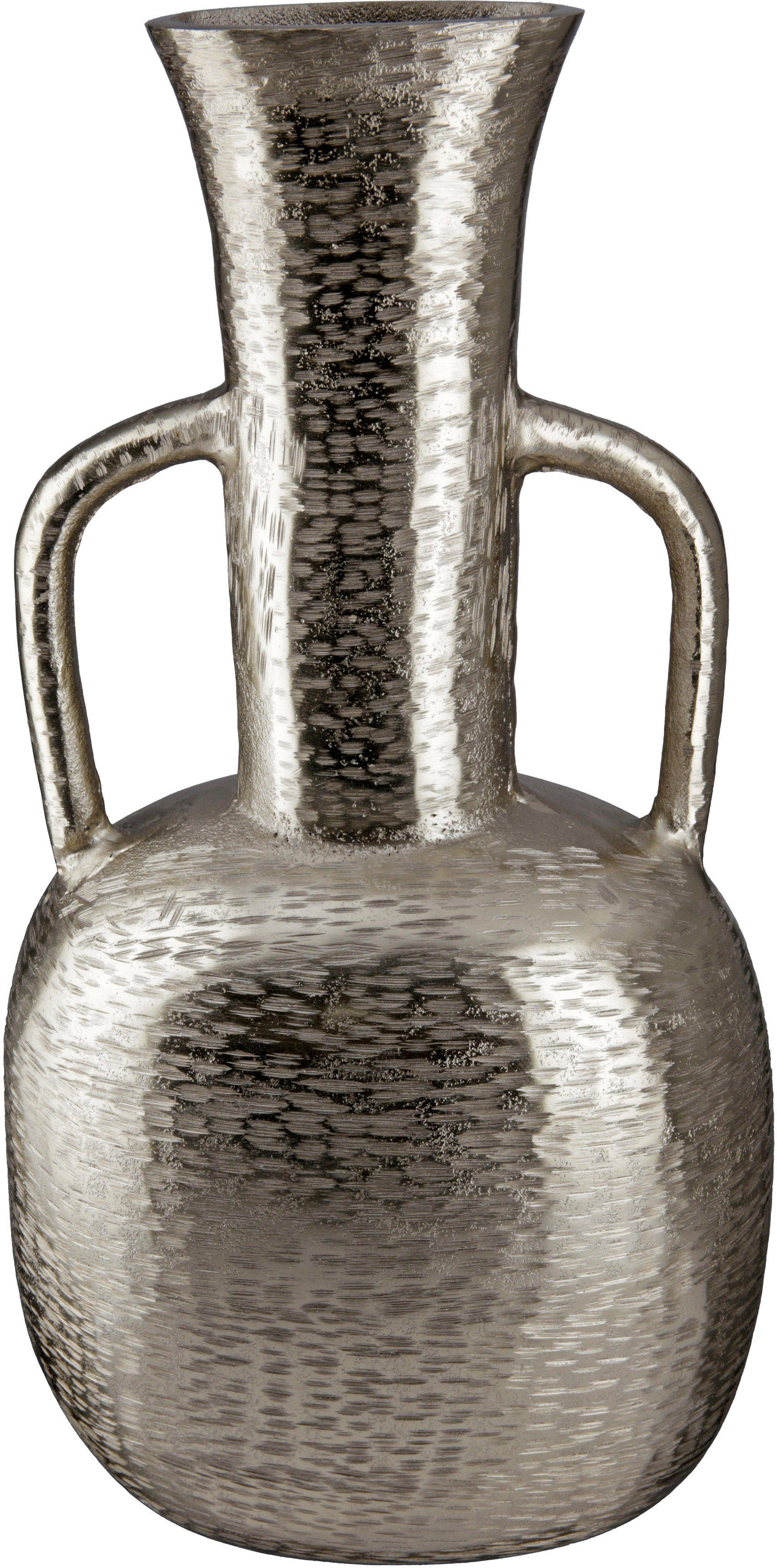 Lola, Aluminium, Krugform, GILDE Dekovase aus Vase mit cm ca. (1 in Oberflächenstruktur, Höhe St), Tischvase geritzter 46