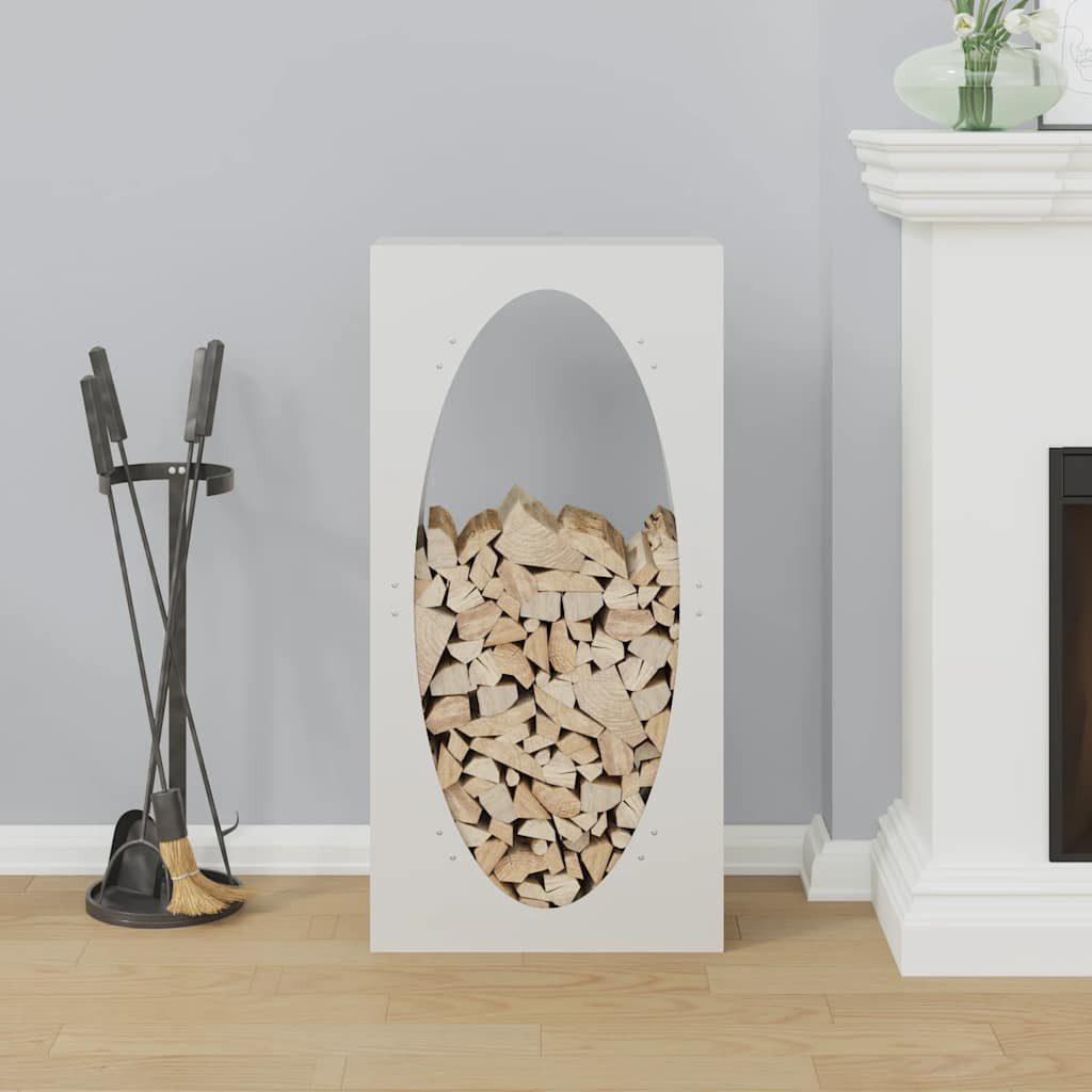vidaXL Kaminholzregal Brennholzregal Weiß 50x23x100 cm Kaltgewalzter Stahl
