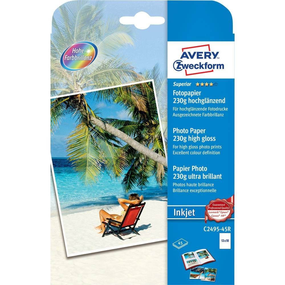 Avery Zweckform Fotopapier Superior Inkjet Fotopapier, 13 x 18, 230 g/m², 45