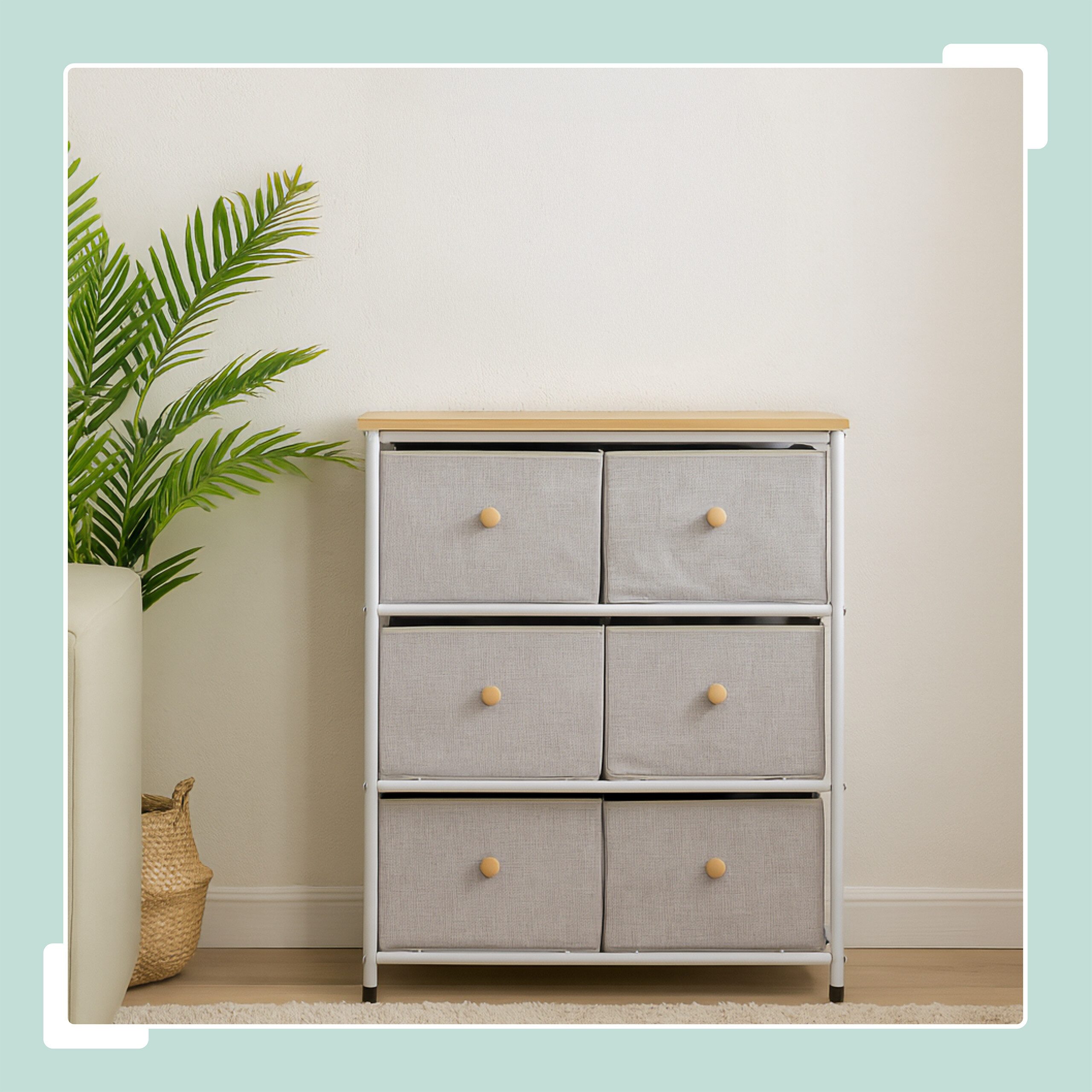 relaxdays Kommode 6 Schublade, A