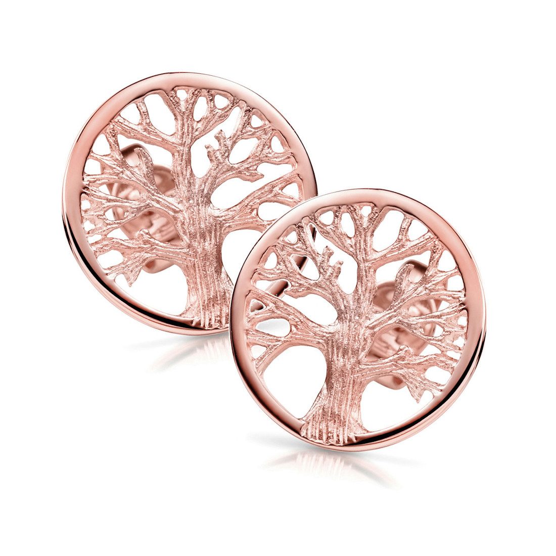 Paar Ohrstecker Lebensbaum / Baum des Lebens Rosegold 9mm SO-387