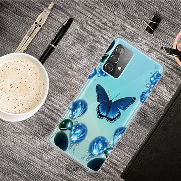 Wigento Handyhülle Für Samsung Galaxy A32 5G Silikon Case TPU Motiv Dream Butterfly Schutz Muster Tasche Hülle Cover Etuis Zubehör