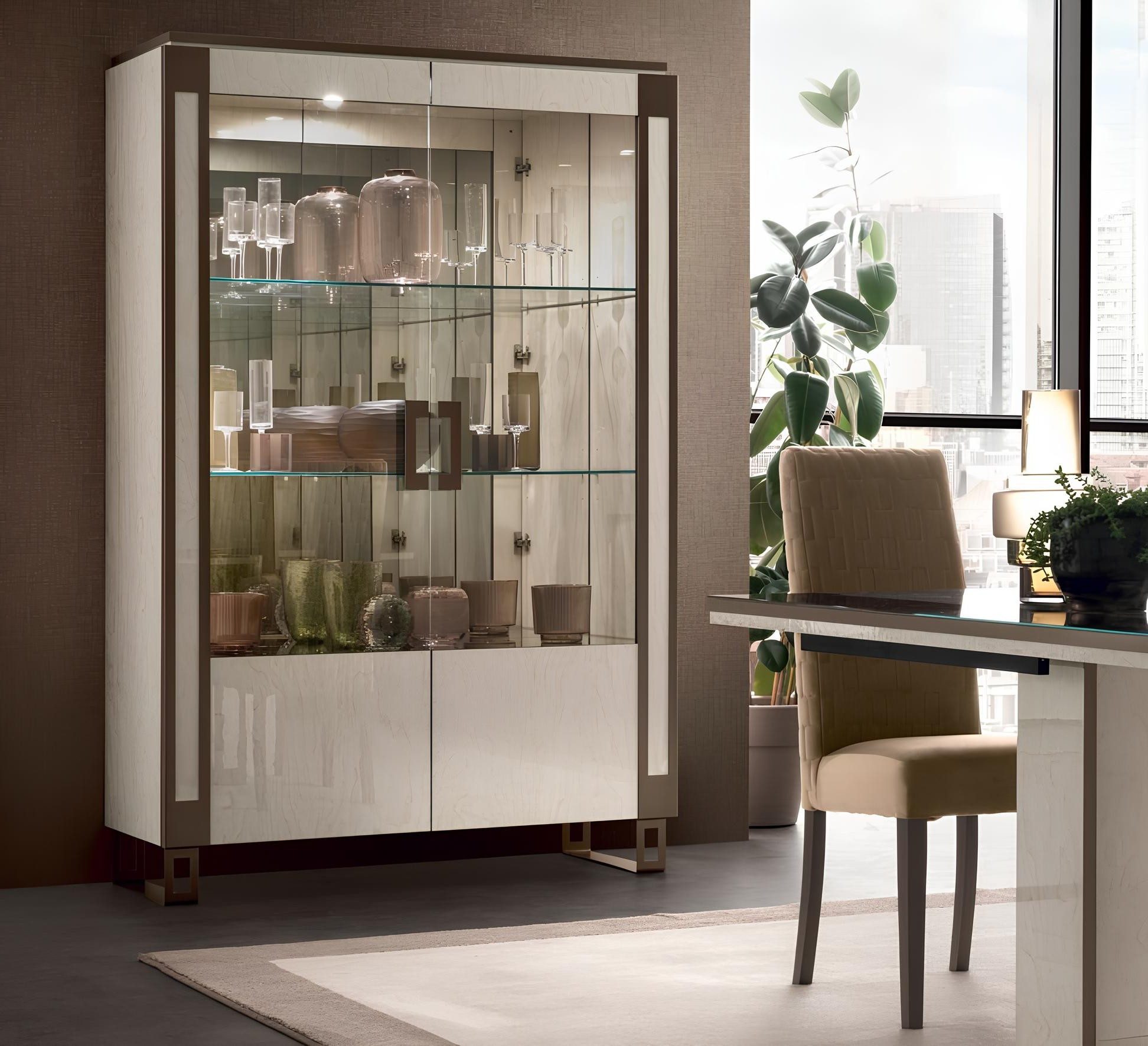 Xlmoebel Vitrine 2-Türiger Schrank mit Glas für das Wohnzimmer im modernen Design (1-St) Made in Europa