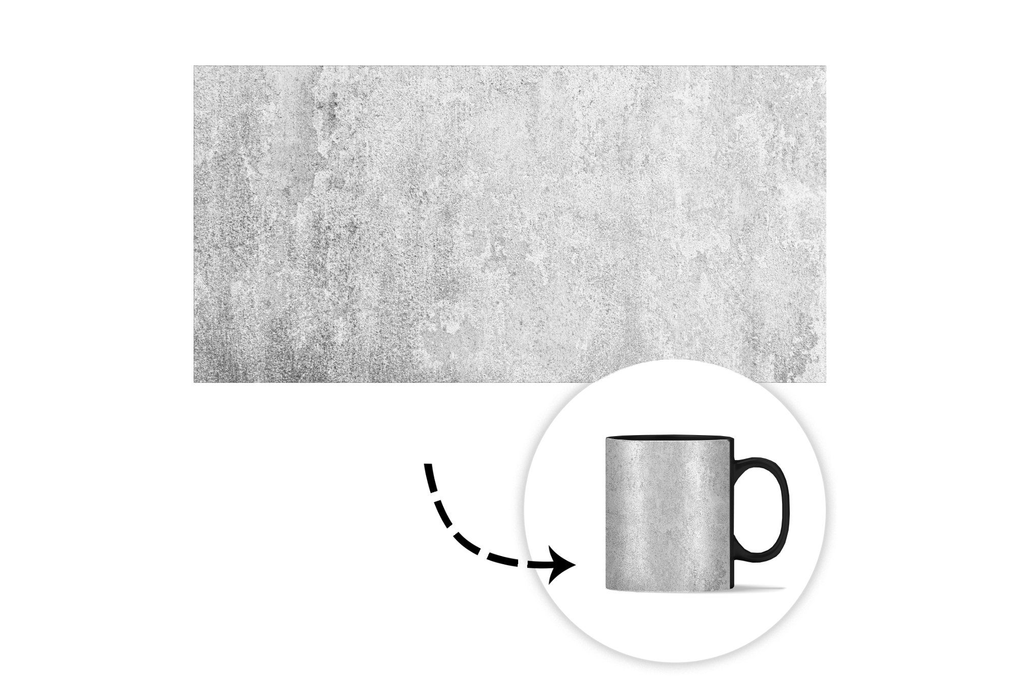 MuchoWow Tasse Beton - Keramik, - Farbwechsel, Kaffeetassen, Zaubertasse, Grau Wand, Geschenk Teetasse