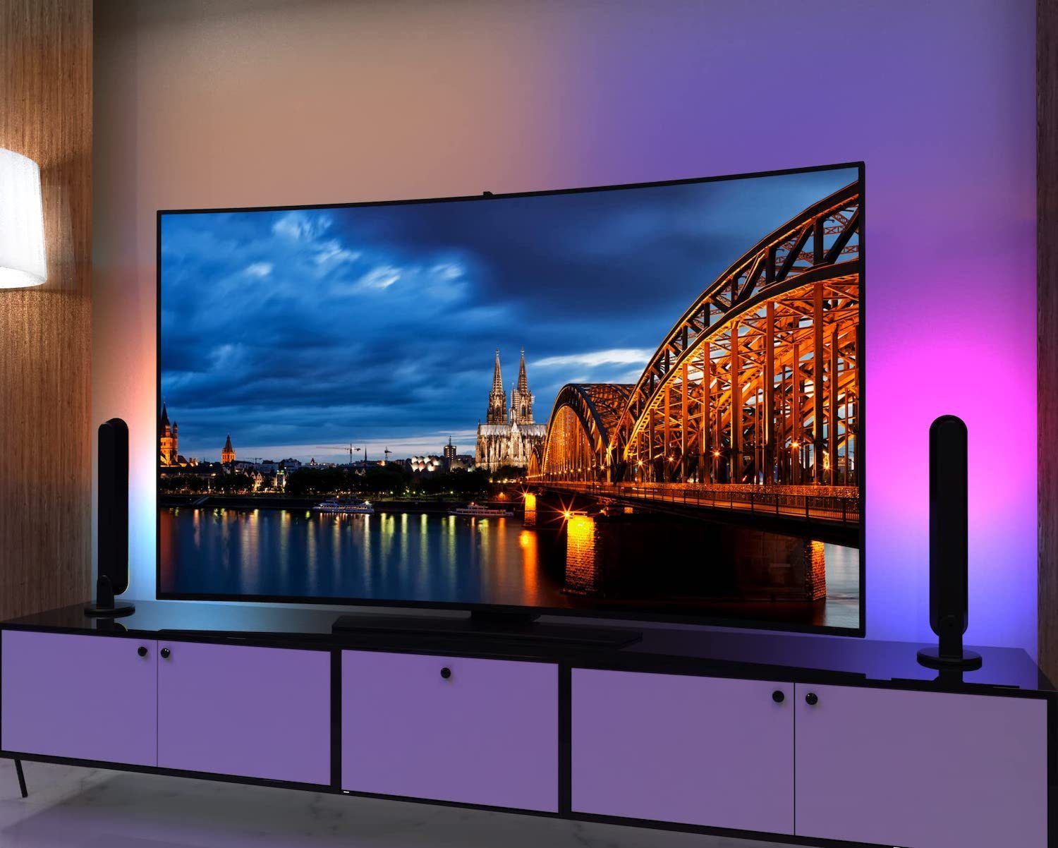 Alexa Smart 2er RGB RGB Woward TV Smarte Gaming Music LED Sync Lampe, Hintergrundleuchte PC