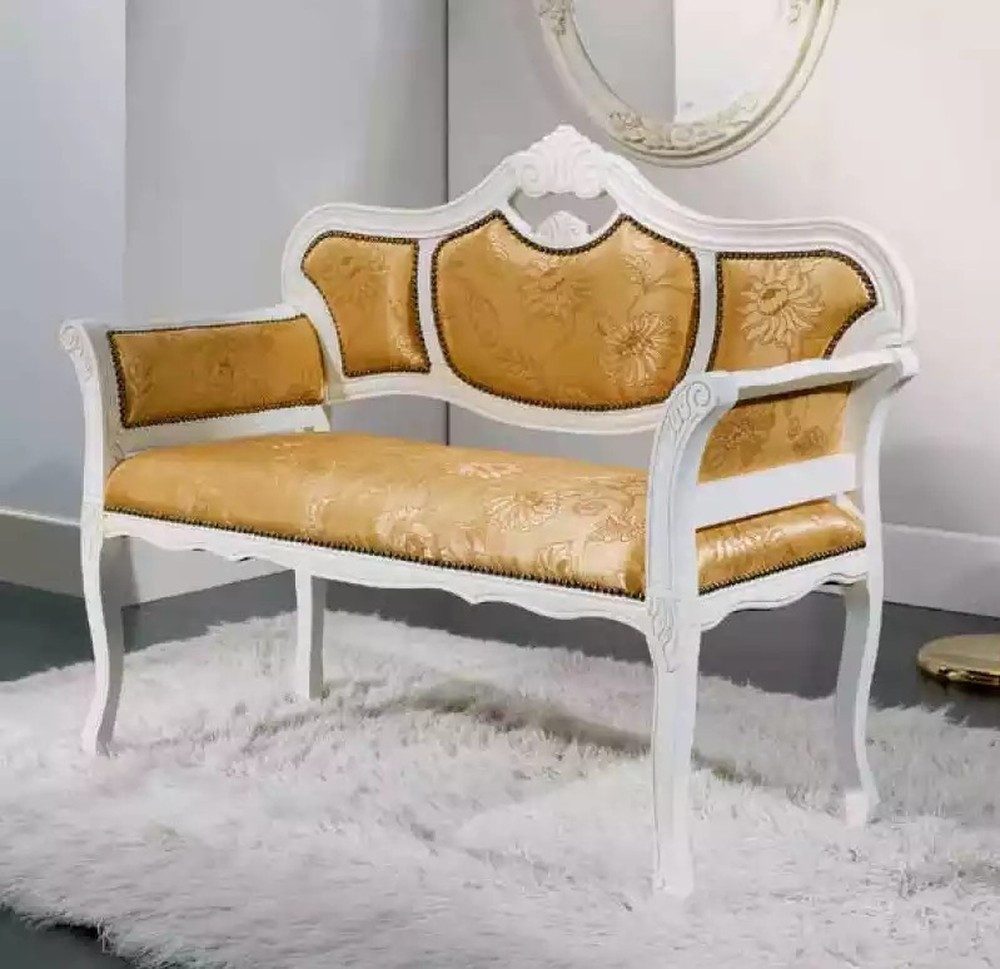 JVmoebel Sitzbank Elegante Polsterbank aus Textil in klassisch-goldenem Design (1-St), Made in Europa