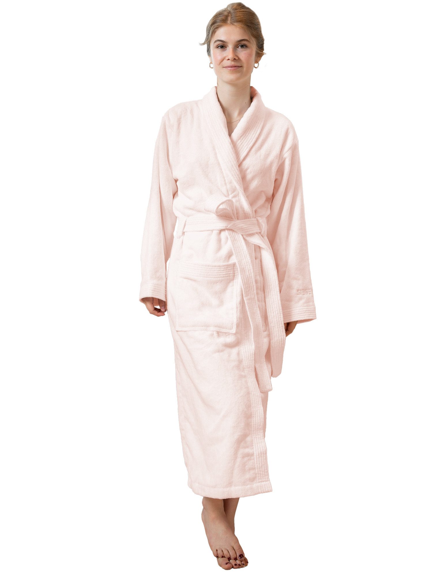 SIEGENTHAL Damenbademantel Damen Bademantel Frottee Velour Schalkragen Flauschig Wadenlang, Schalkragen, Gürtel, saugfähigem Frottee,Pflegeleicht und langlebig,praktische Taschen