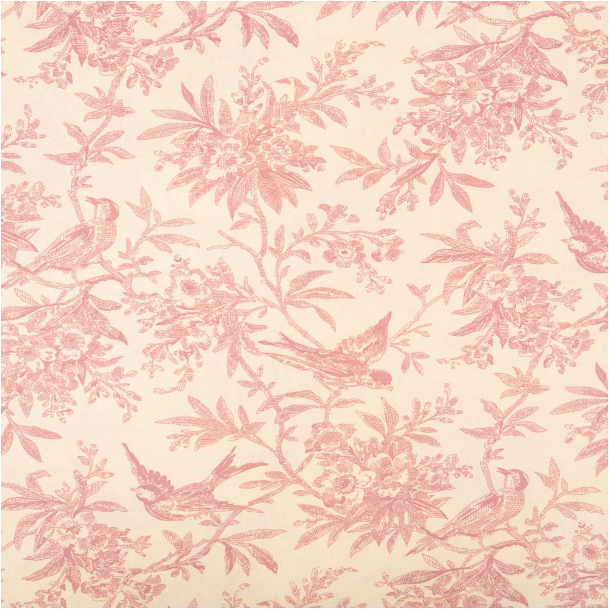 SCHÖNER LEBEN. Stoff Baumwollstoff Meterware Stoff Vögel Blumen Serie Garden Altrosa 140cm, pflegeleicht,abwaschbar