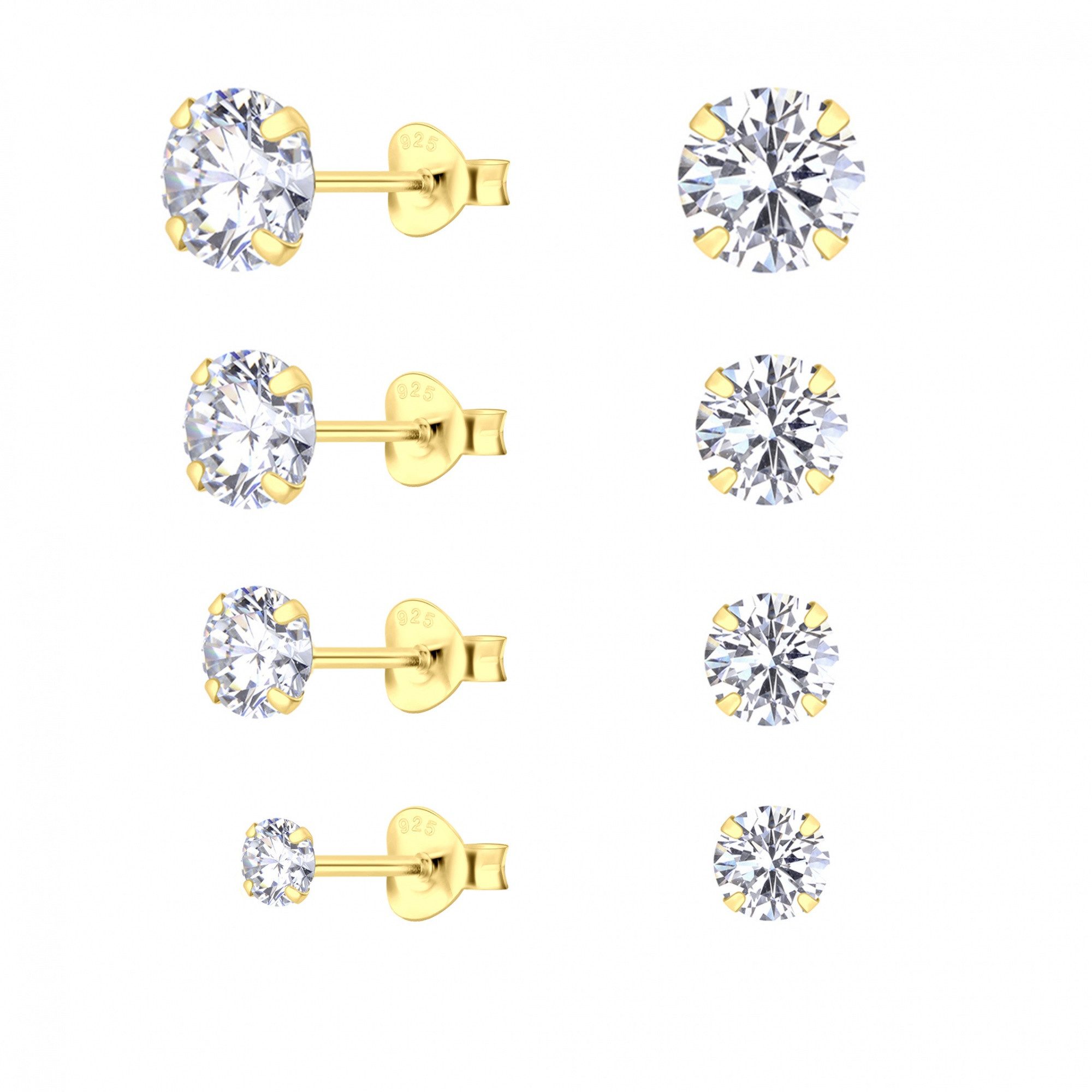 Ohrstecker-Set Zirkonia in Gold, 4-tlg.