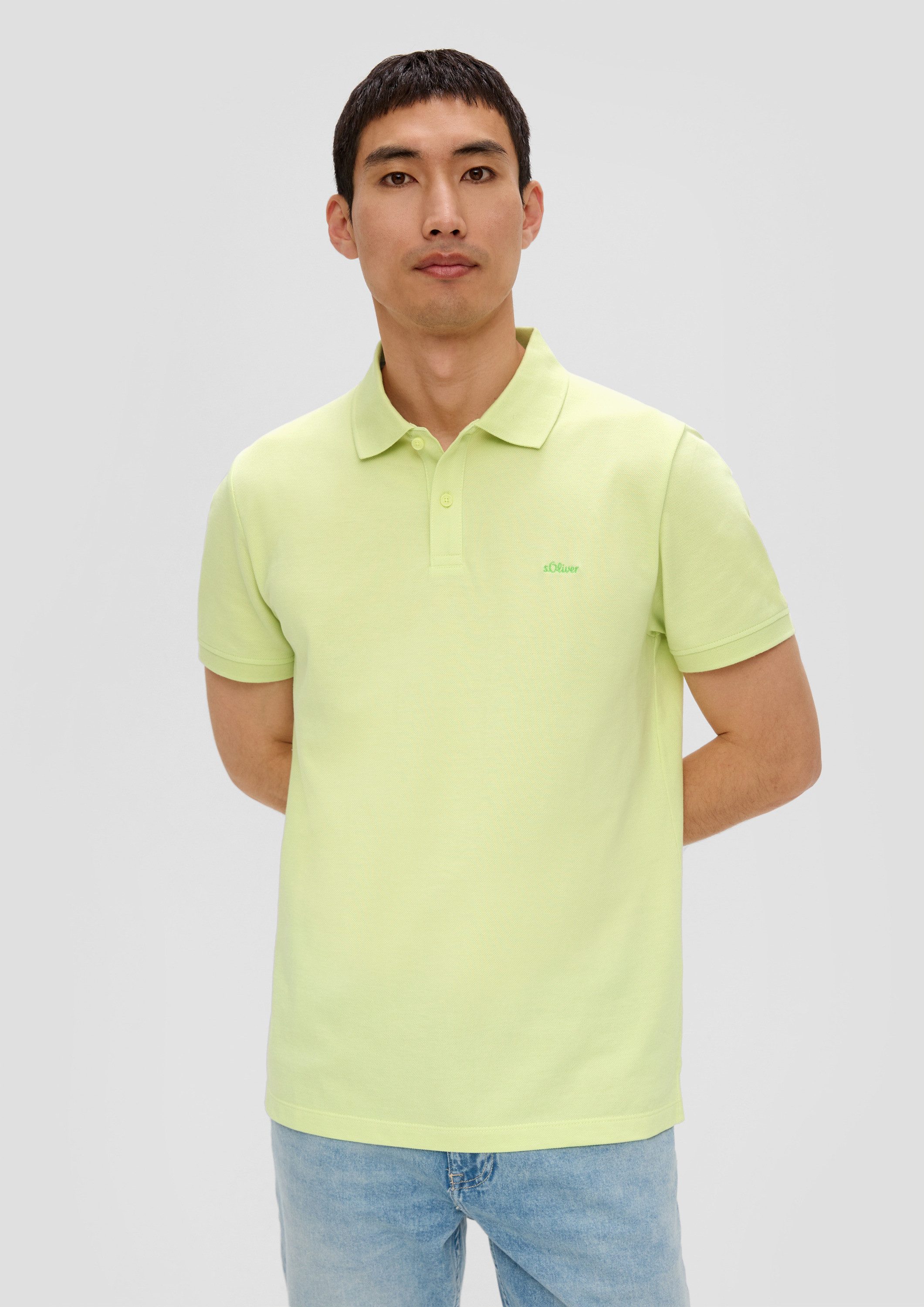 s.Oliver Kurzarmshirt Polo-Shirt Poloshirt mit Logo-Stickerei und Knopfleis günstig online kaufen