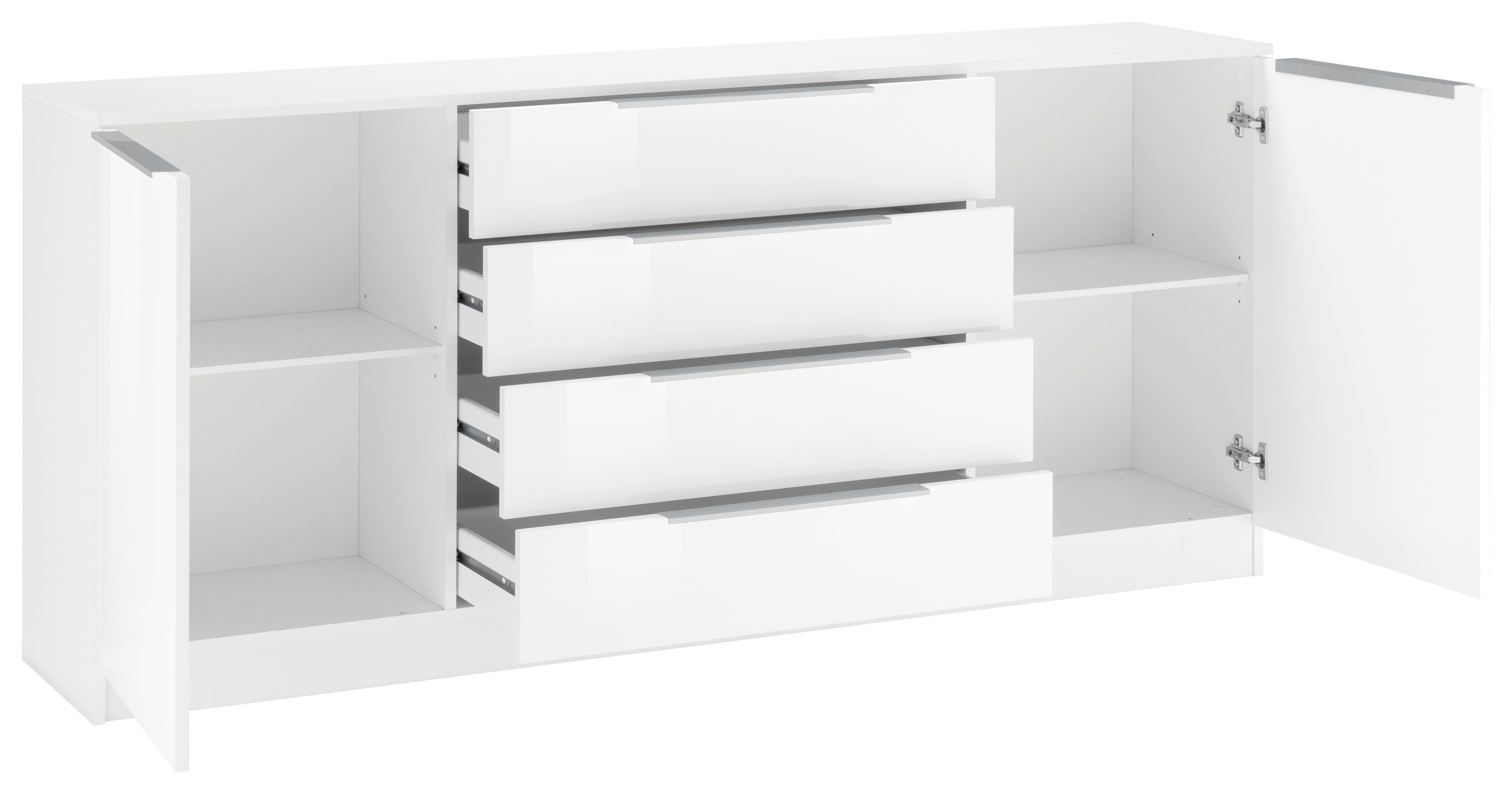 borchardt Möbel Kommode Oliva, Kommode mit Metallgriffen, Breite 166 cm, mit 4 Schubkästen