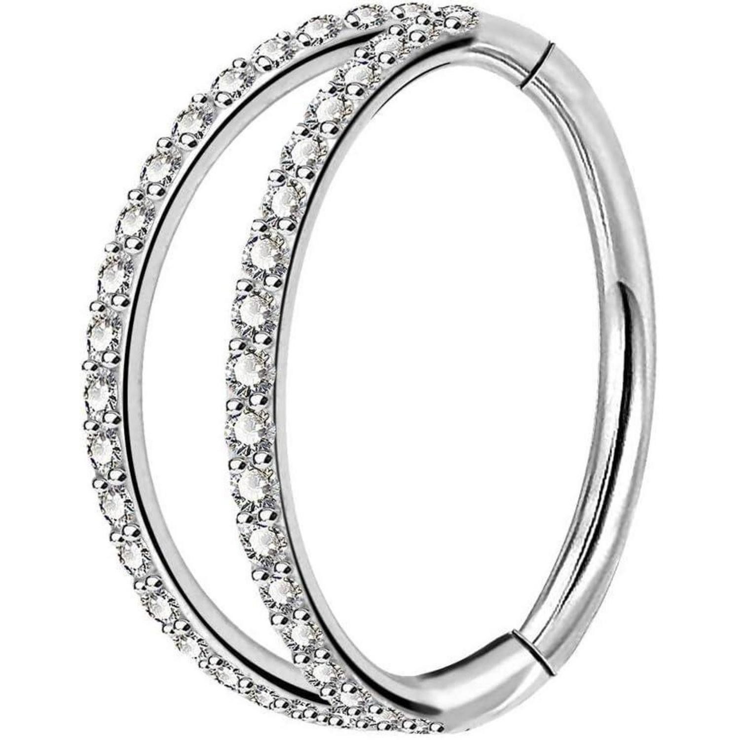 LuxusKollektion Piercing-Set Helix Earrings Double Line Clear CZ Paved Sept günstig online kaufen