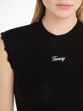 Tommy Jeans Jerseykleid TJW RUCHE SCRIPT BODYCON DRESS mit gefransten Ärmeln