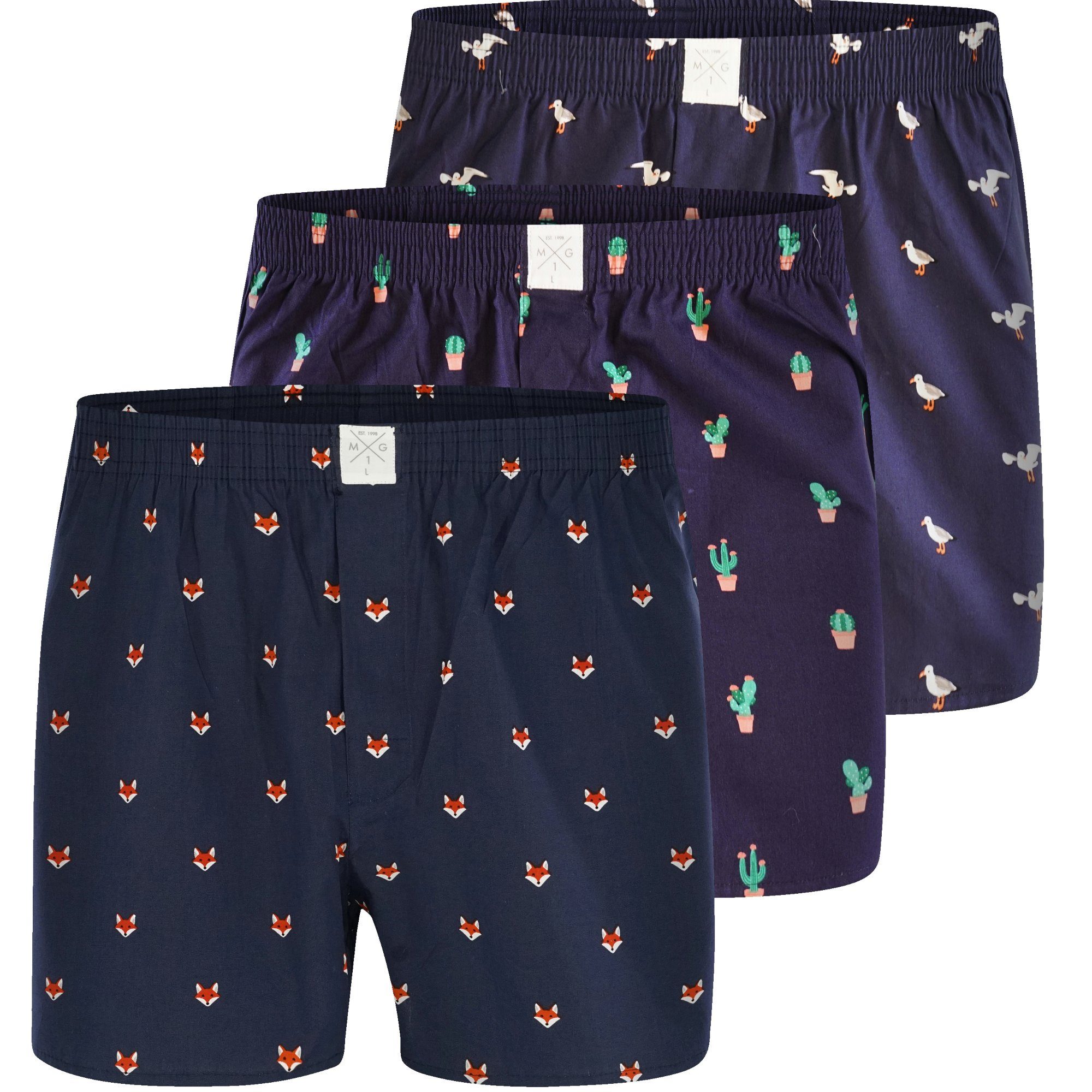 MG-1 Boxer 3-Pack Herren Boxershorts Motive