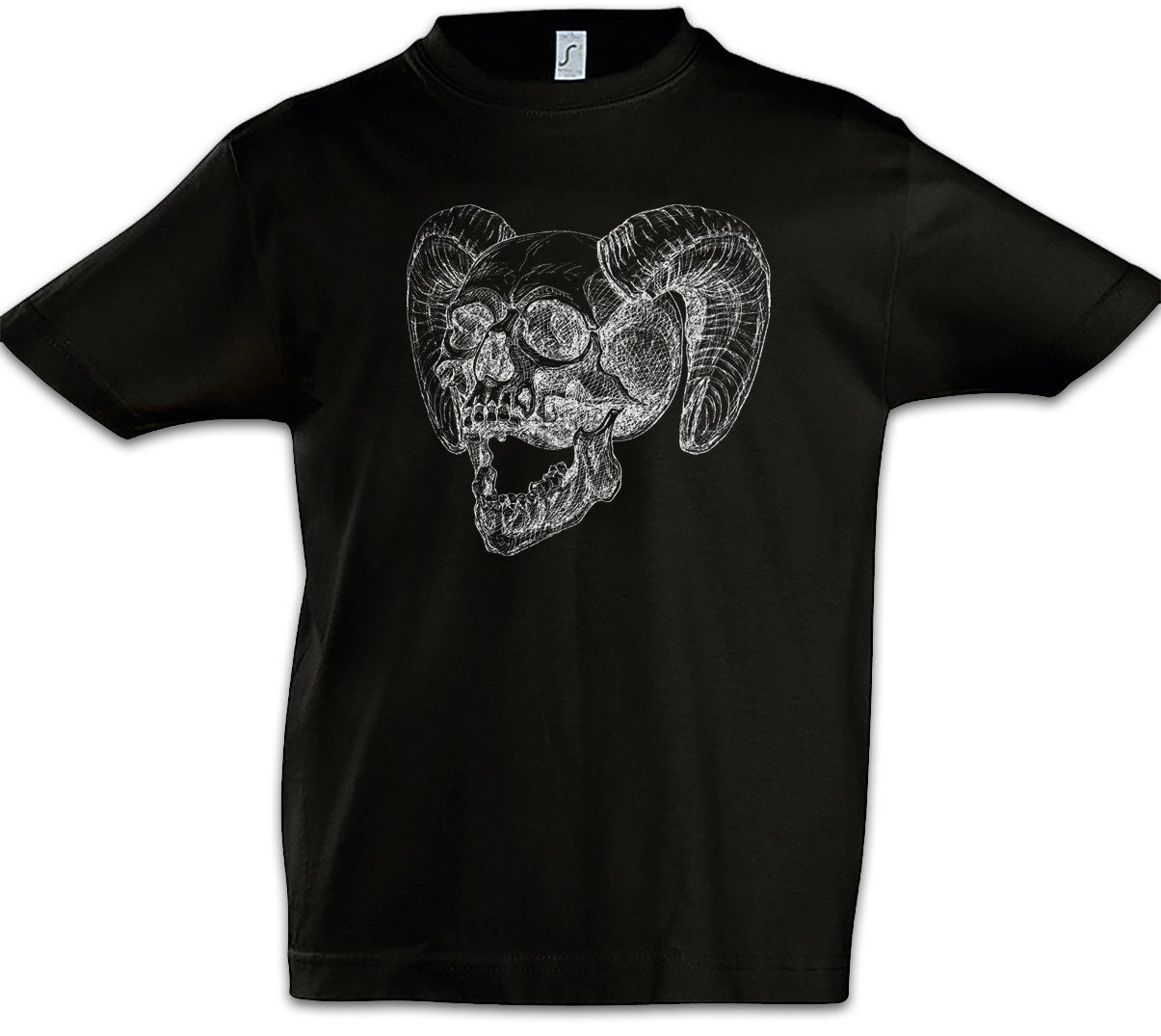 Print-Shirt Horned Skull Kinder T-Shirt Teufel Lucifer Satan Schädel Devil