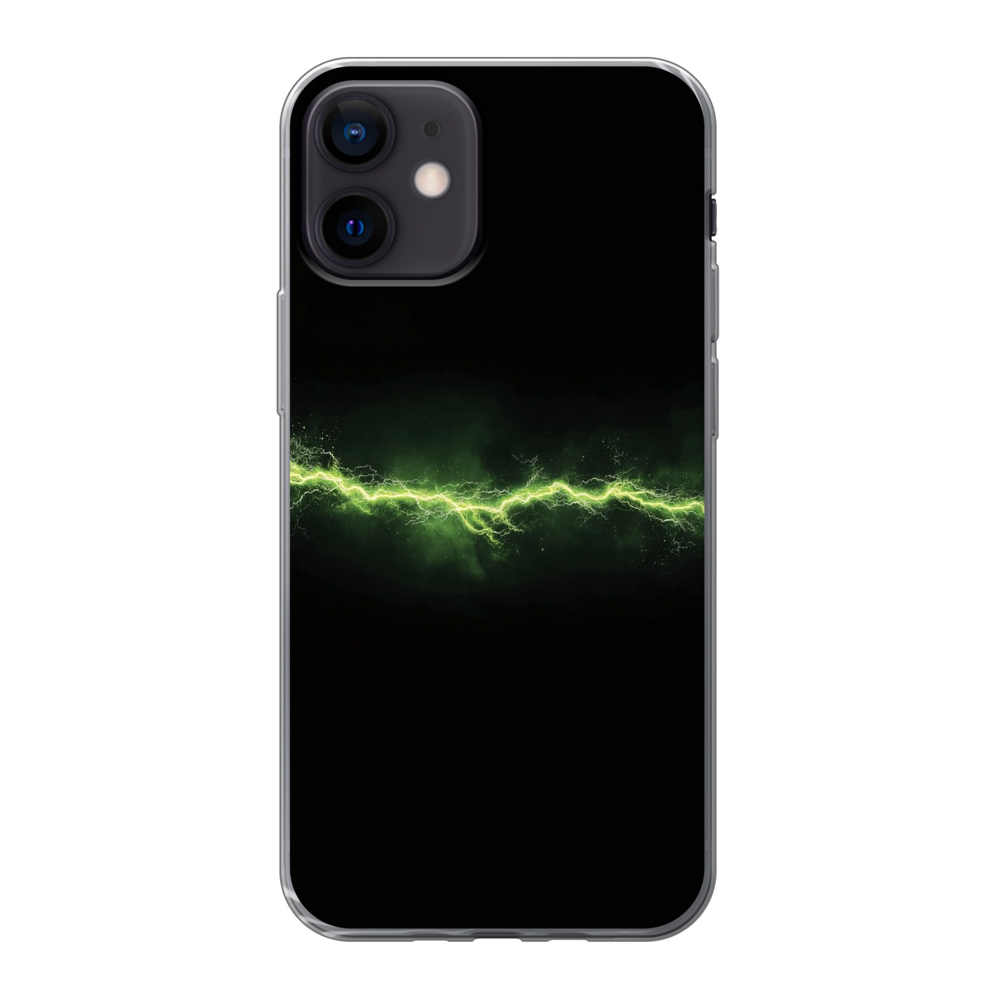 MuchoWow Handyhülle für Apple iPhone 12 Pro Spiele - Elektrizität - Leitung - Funken - Grü, Smartphone-Bumper, Print, Handy Schutzhülle Dünn