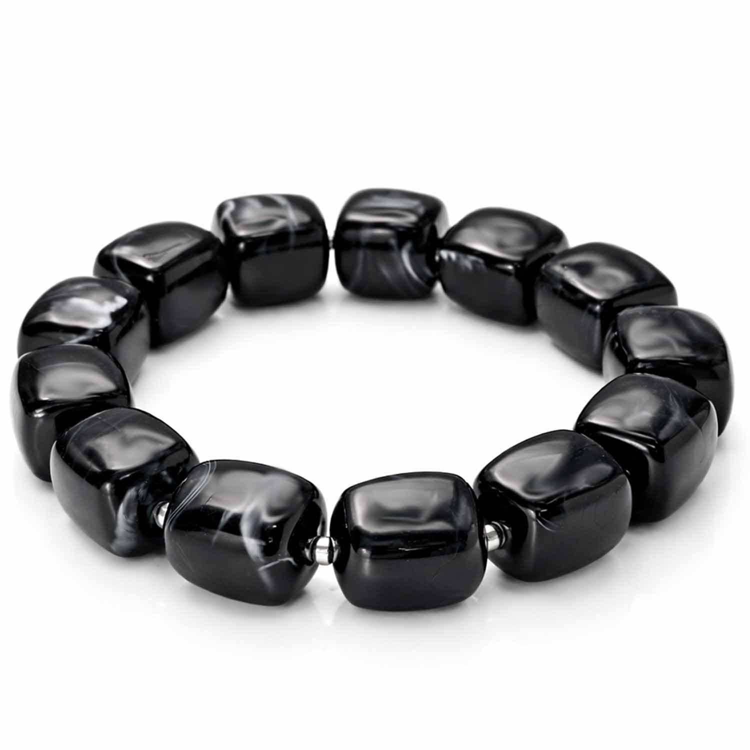 Impala Mora mit würfelförmigen Acrylperlen – Elastisches Statement Armband