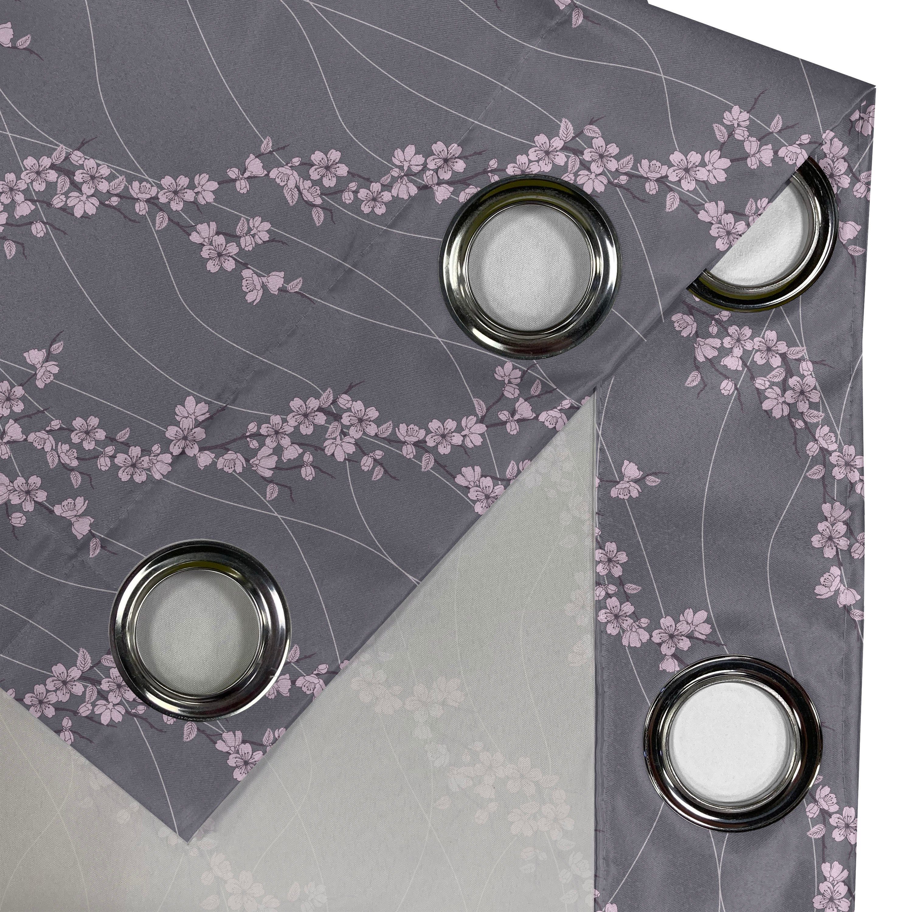 für japanischer Schlafzimmer Wohnzimmer, Abakuhaus, Dekorative Sakura Blumen 2-Panel-Fenstervorhänge Gardine