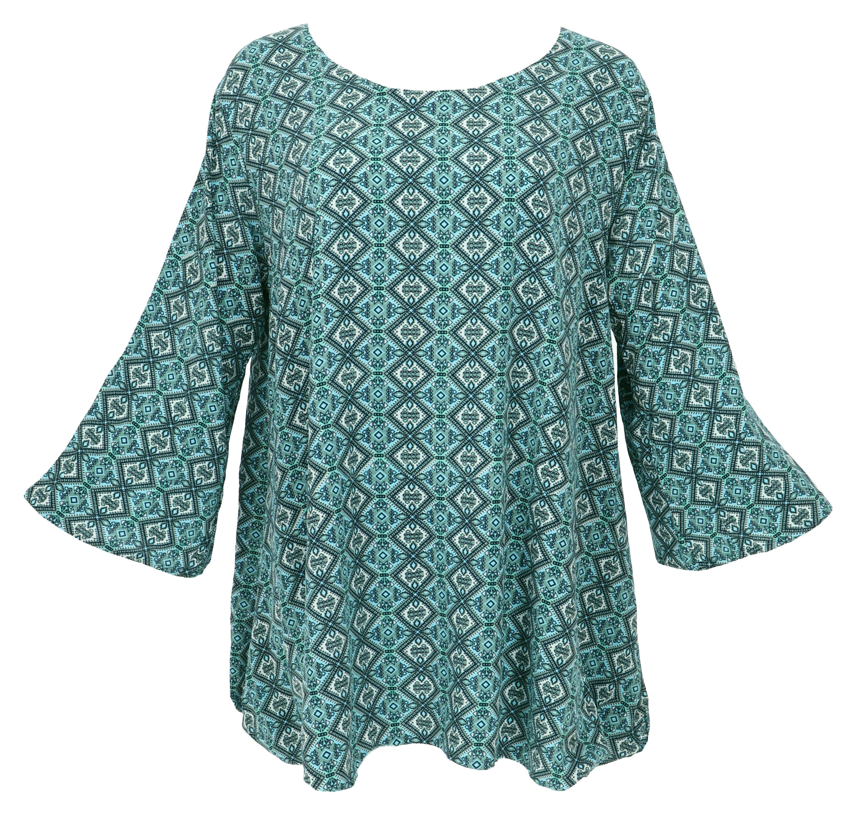 Guru-Shop Longbluse Tunika mit Trompetenärmeln für günstig online kaufen