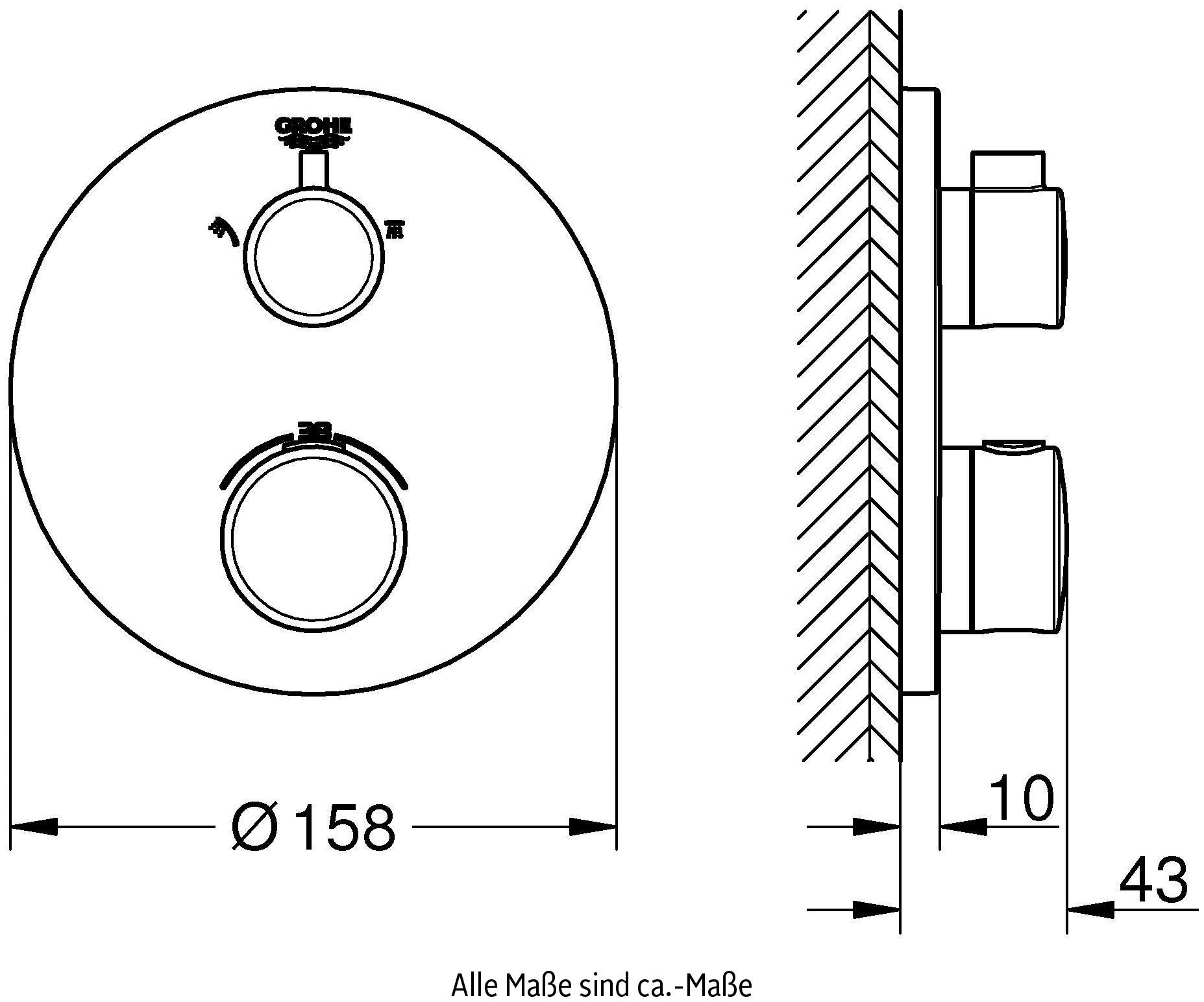 Grohe Brausethermostat Grohtherm langlebiger Oberfläche mit