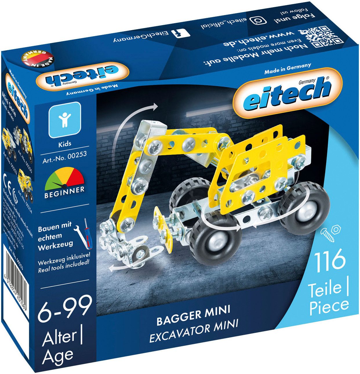 Eitech Bagger Mini Metallbaukasten, (116 St), Made in Germany