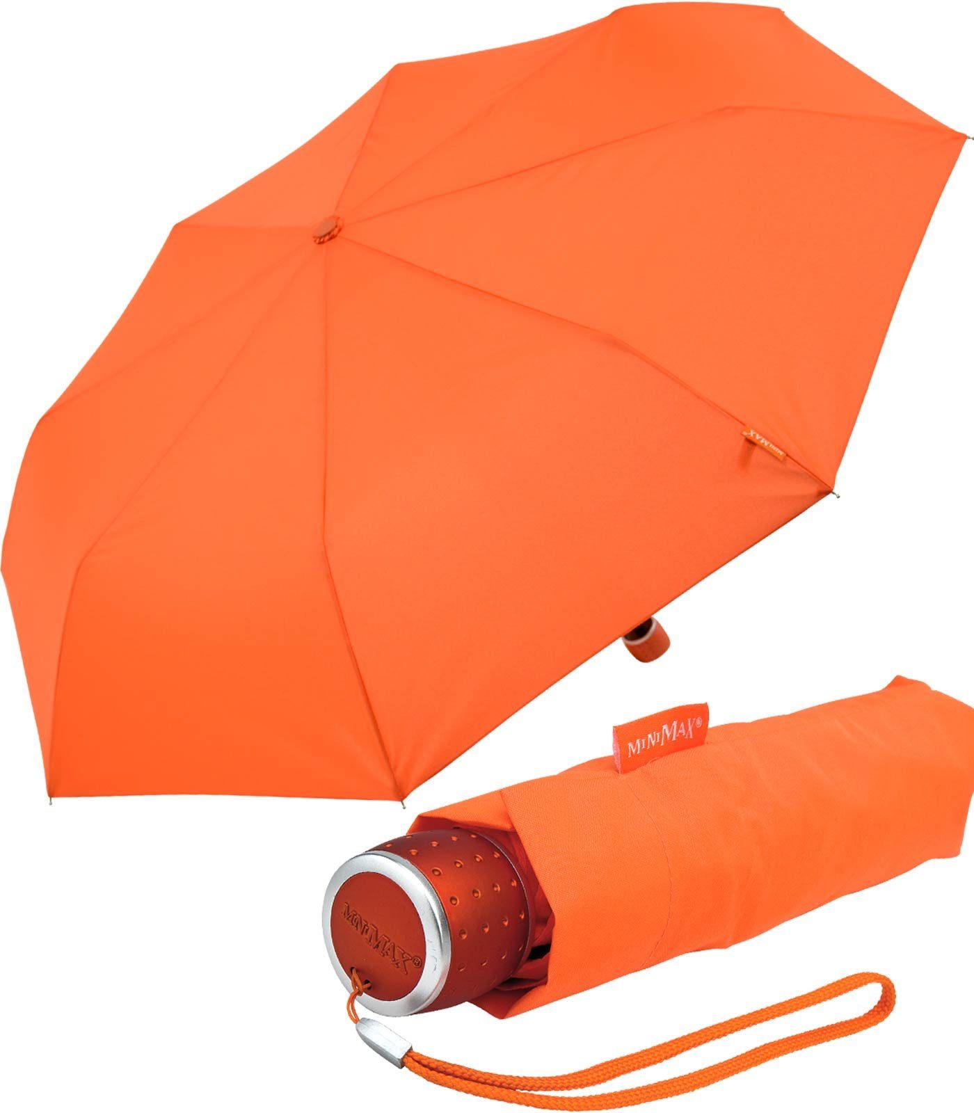 Impliva Taschenregenschirm miniMAX® kleiner leichter Schirm Handöffner, passt in jjede Tasche orange