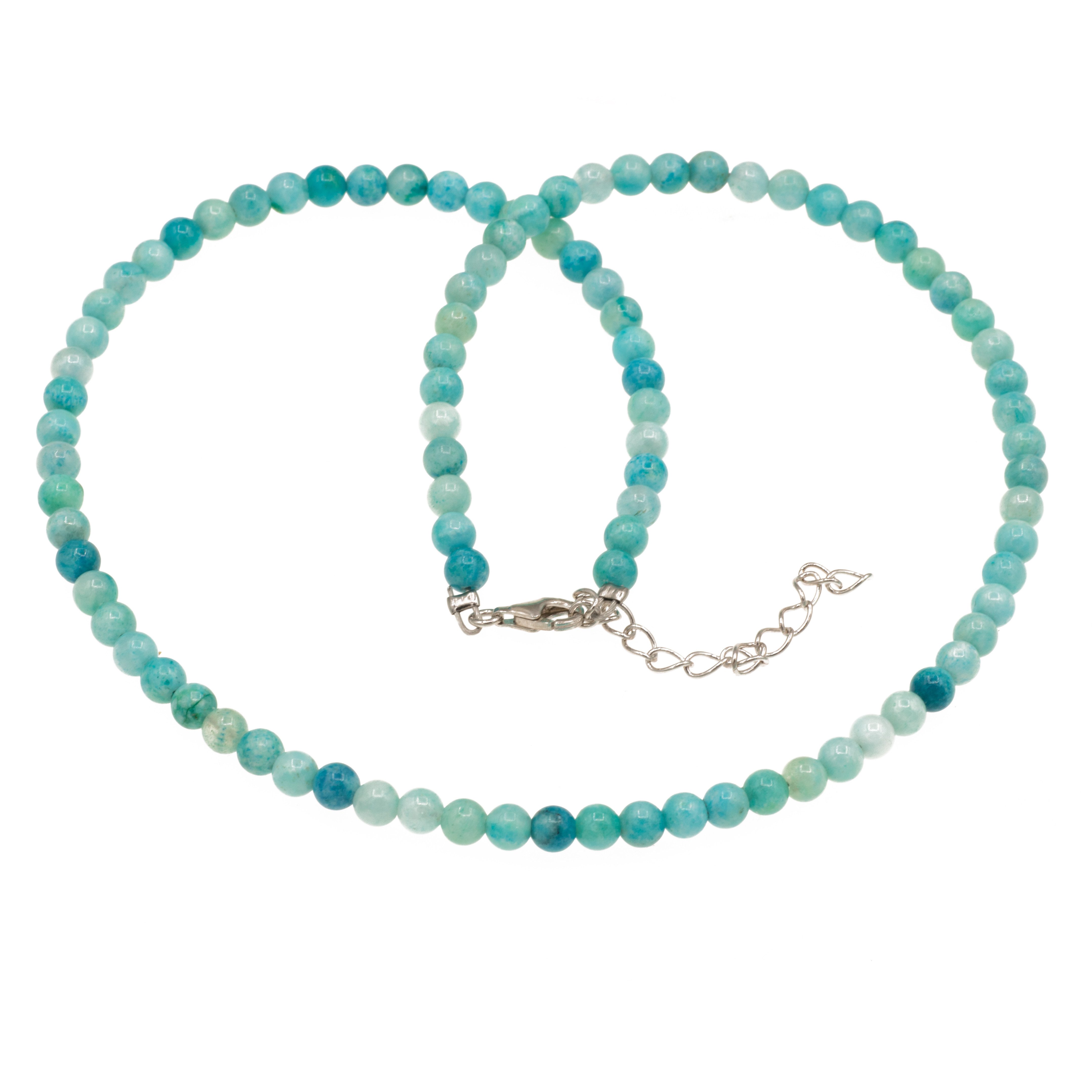 Bella Carina Perlenkette Edelstein Kette mit 4,5 mm Hemimorphit Perlen türkis, Halbedelstein