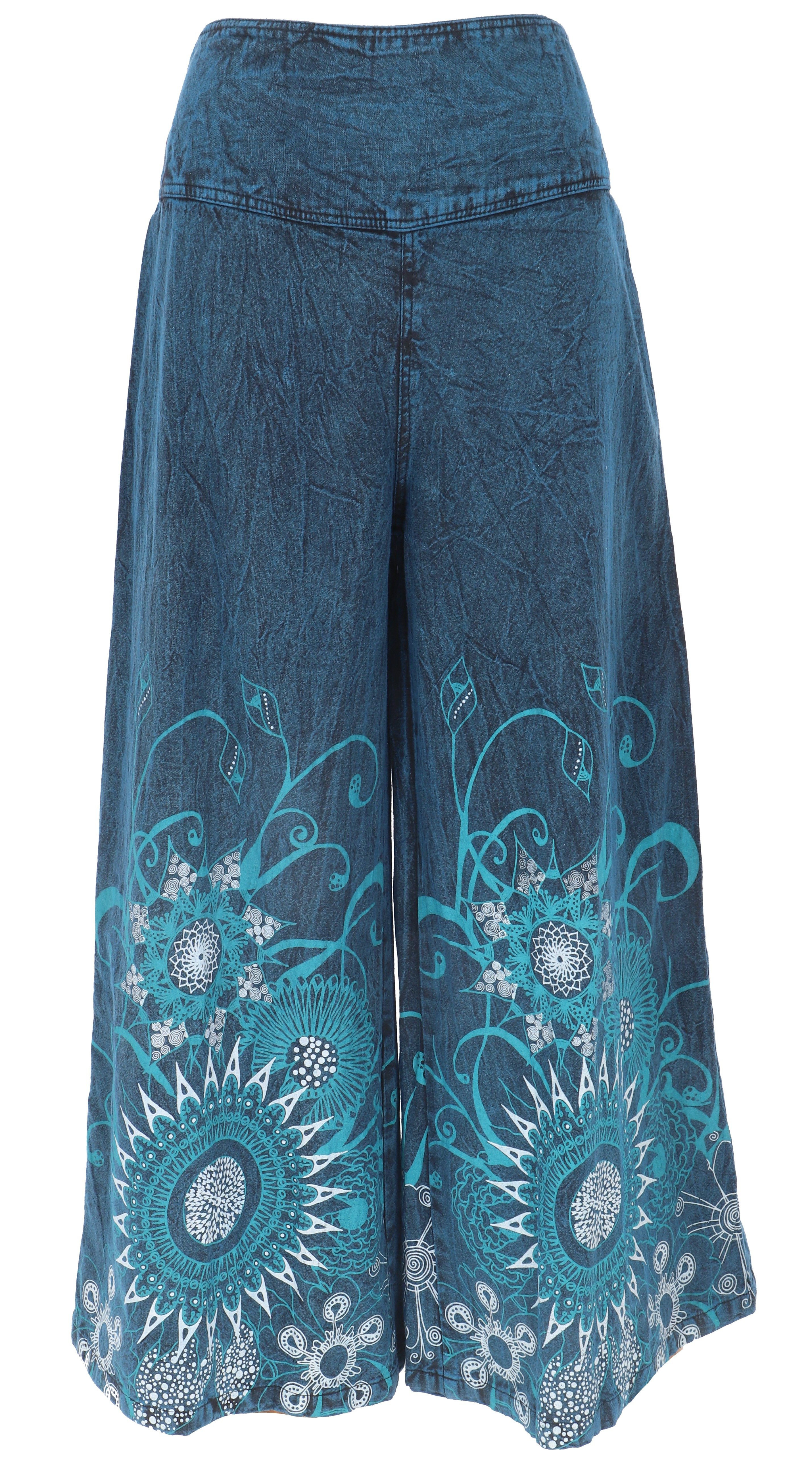Guru-Shop Relaxhose Palazzohose, Boho Flower Power Baumwollhose,.. alternative Bekleidung