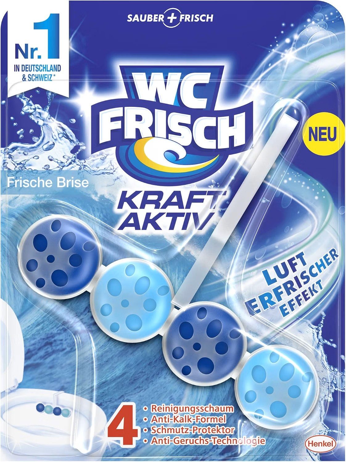 WC Frisch 1x WC-Frisch Kraft Aktiv Duftspüler Frische Brise 50g WC-Reiniger (1-St. WC- Reiniger mit Lufterfrischer Effekt für einen intensiven Duft)