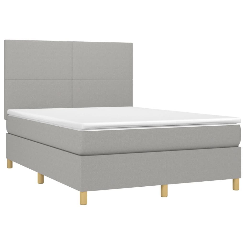 Bett Boxspringbett mit Matratze Hellgrau 140x190 cm Stoff