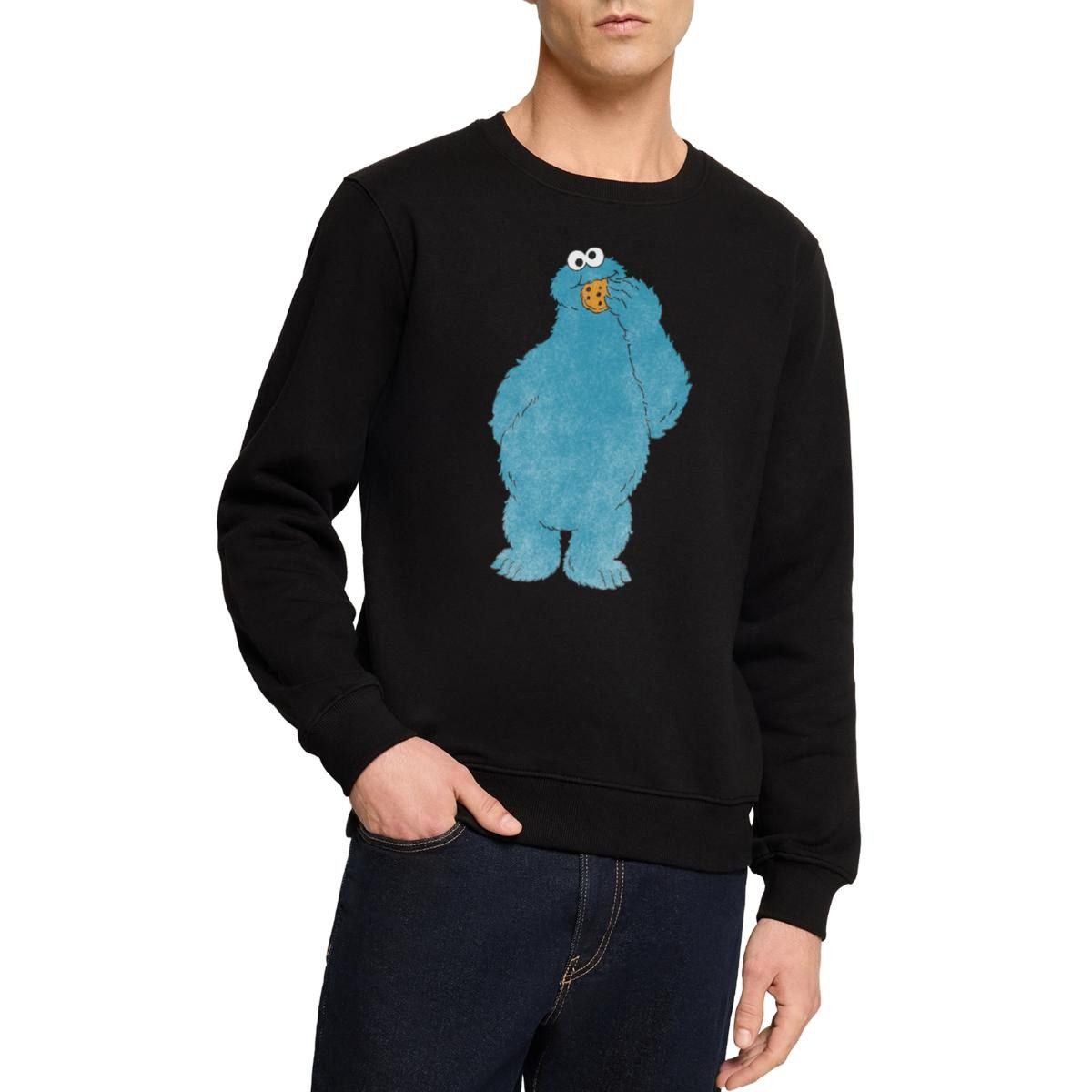 Spreadshirt Sweatshirt Sesamstraße Krümelmonster Naschen Herren Premium Pullover (1-tlg)
