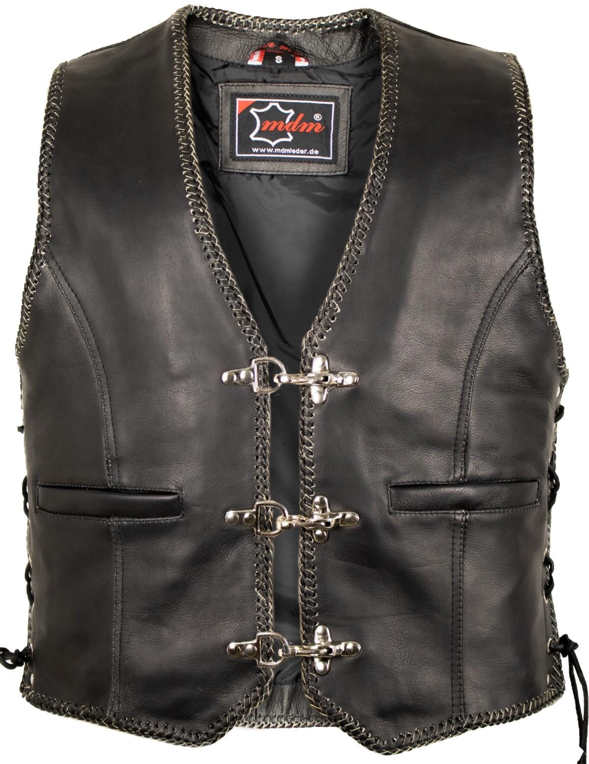 MDM Lederweste Biker Lederweste mir einer Totenkopf Laser Gravur günstig online kaufen