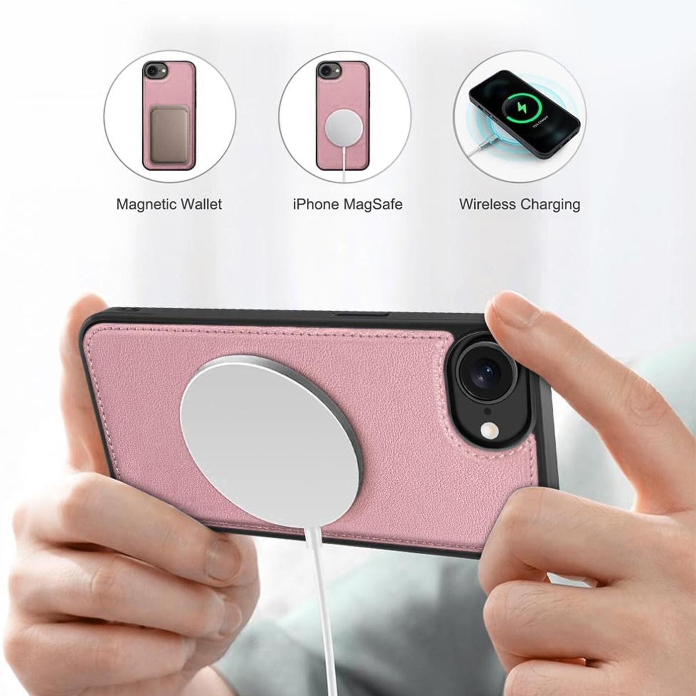 CoolGadget Handyhülle Magnet Book Case für iPhone 17e / iPhone 16e Hülle + Klapphülle 6,1 Zoll, 2in1 abnehmbare magnetische RFID Schutzhülle Kartenfach Fotofens – Bild 5 von 5