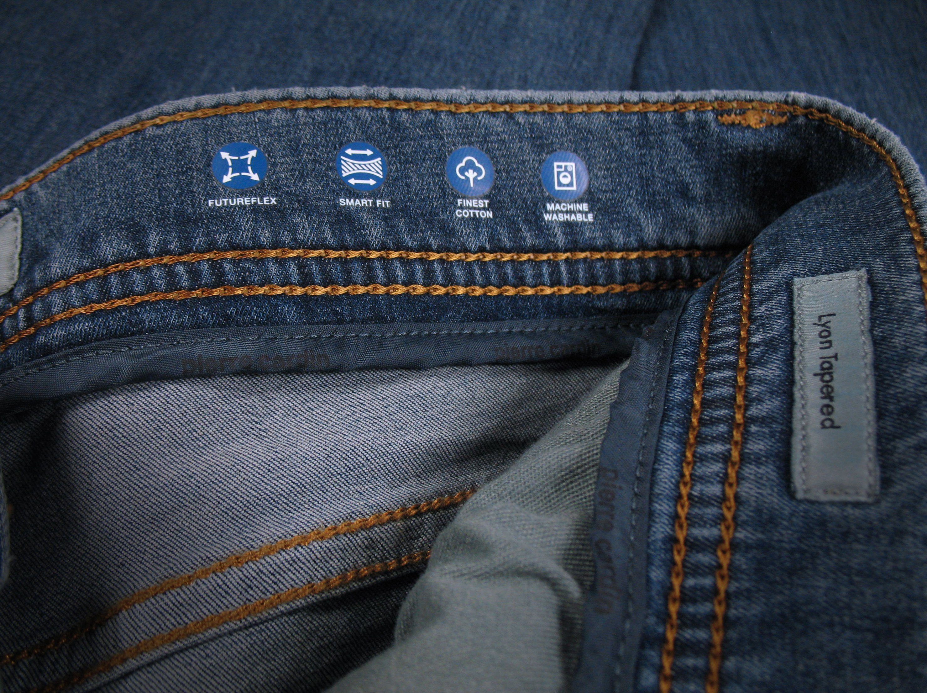 Dark Blue 5-Pocket-Jeans Vintage Futureflex Denim Stretch Lyon Cardin Pierre Used Tapered