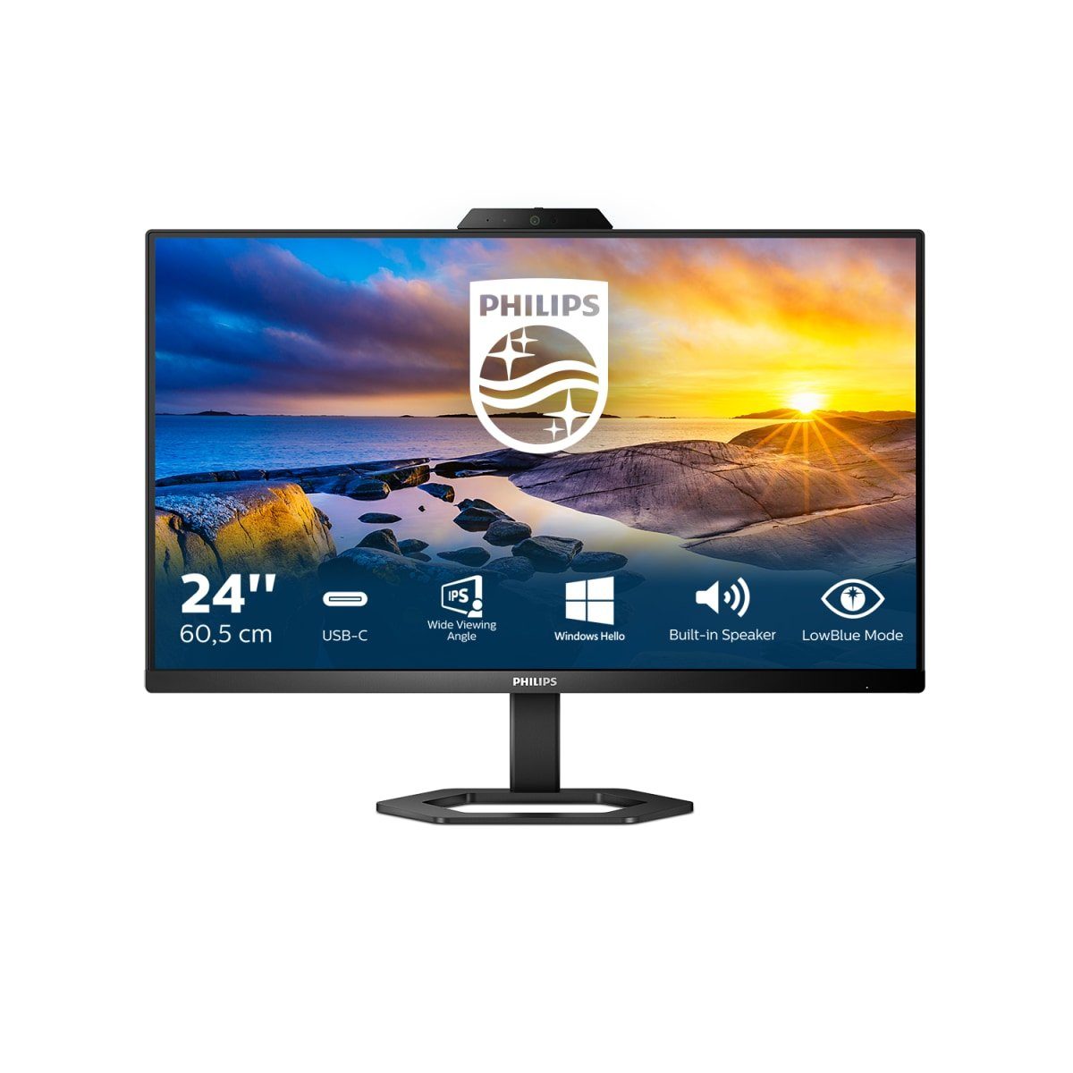 Philips 24E1N5300HE LCD-Monitor (60,5 cm/24 ", 1920 x 1080 px, Full HD, 1 ms Reaktionszeit, 75 Hz, IPS, integrierte Webcam und Mikrofon mit Noise Cancelling)