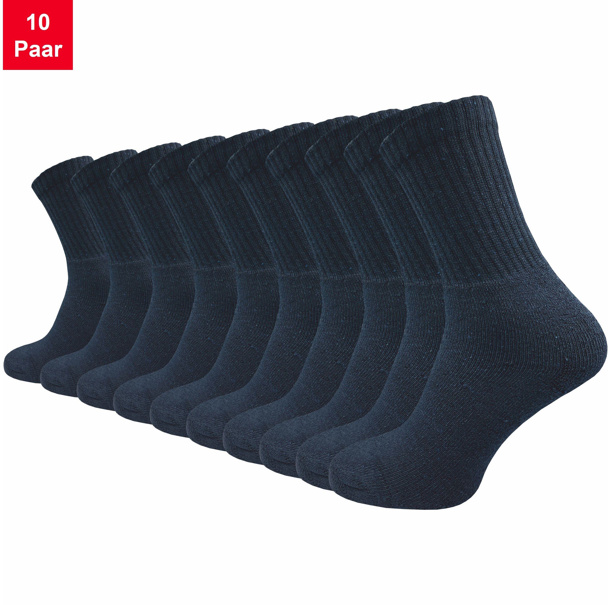 GAWILO Tennissocken für Damen & Herren in schwarz, weiß & grau - Sportsocken aus Baumwolle (10 Paar) Extra langlebig dank verstärktem Frotteefuß - u.a. in 39-42 und 43-46 blau